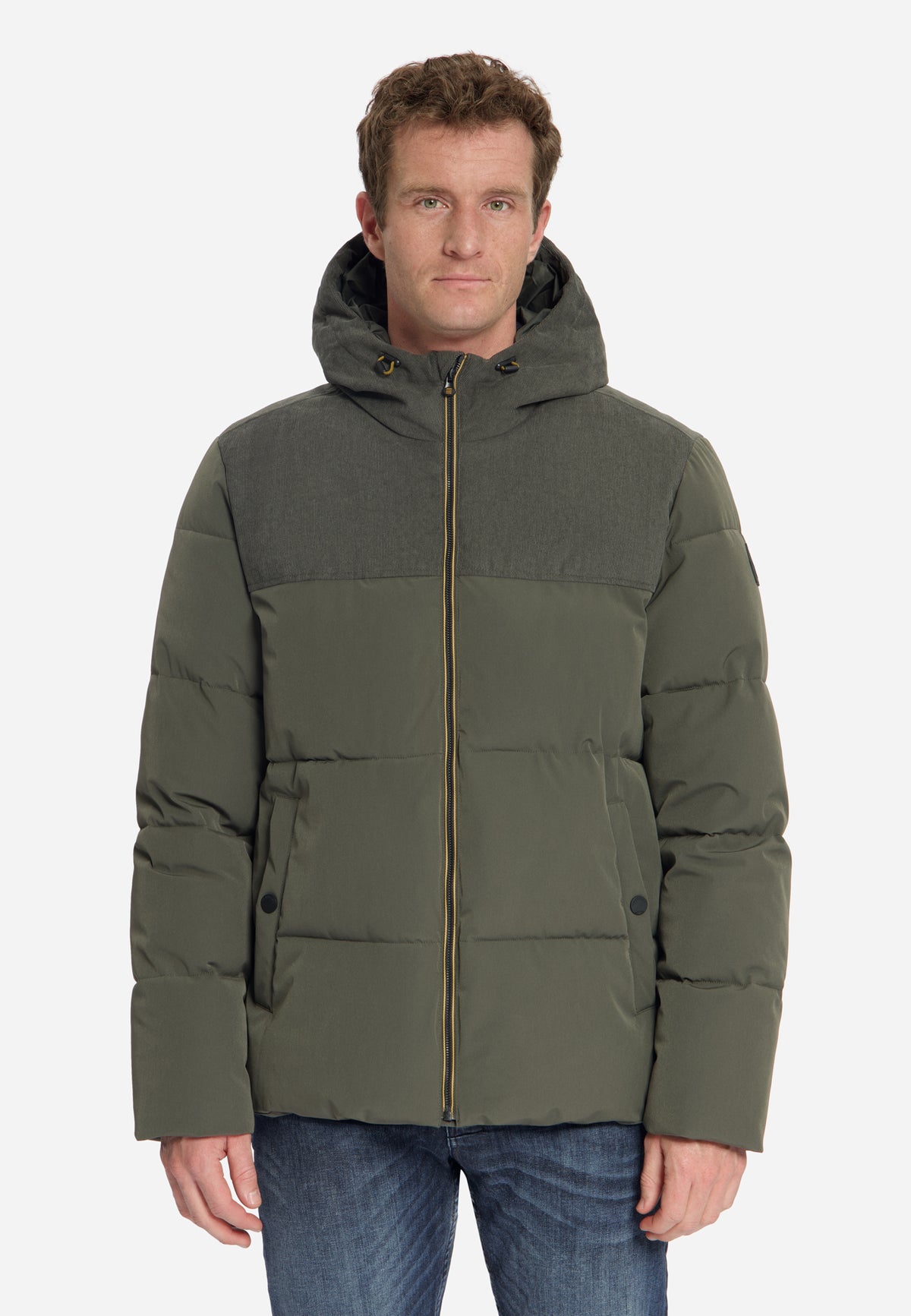 Corduroy puffer jacket | Army