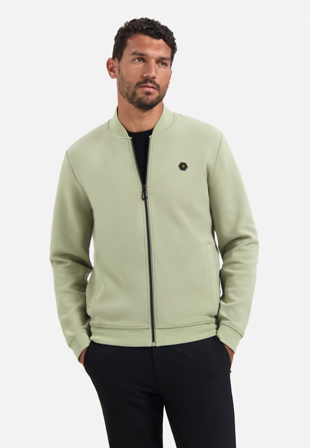 Piqué-Strickjacke | Light Moss