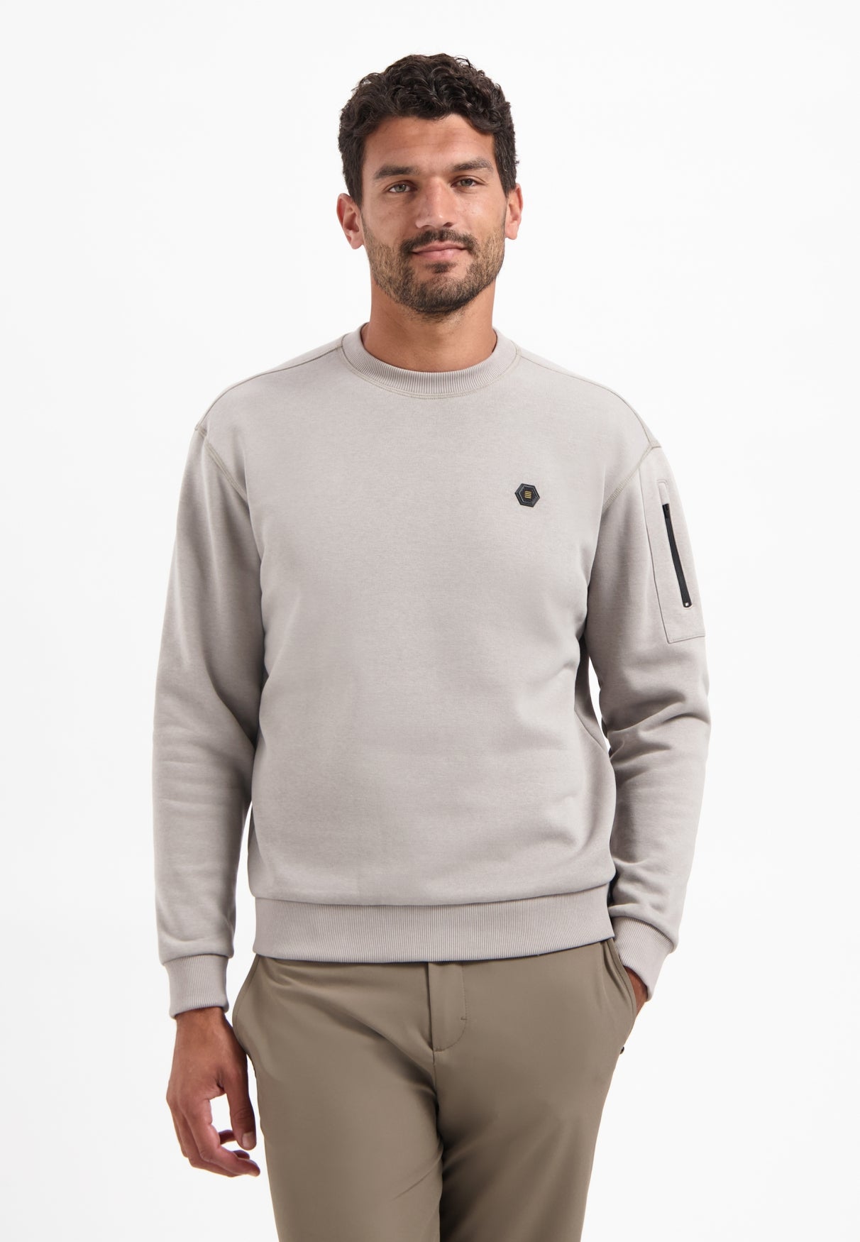 Pullover mit Rundhalsausschnitt | Lehm