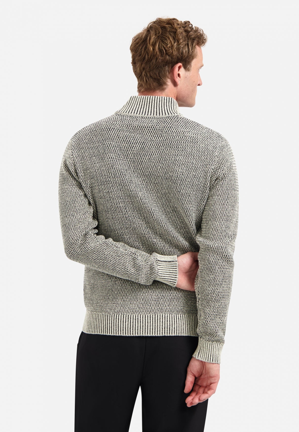 Strickjacke in schwerer Melange-Optik | Stone