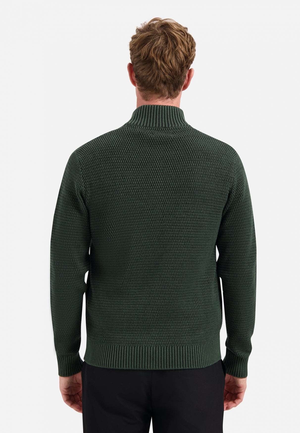 Strickjacke in schwerer Melange-Optik | Dunkelgrün