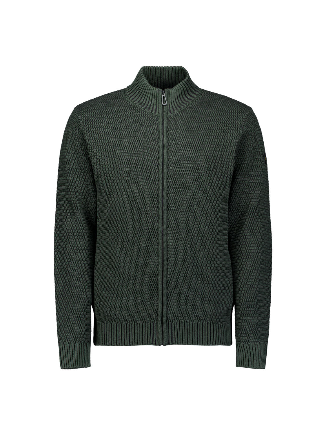 Strickjacke in schwerer Melange-Optik | Dunkelgrün