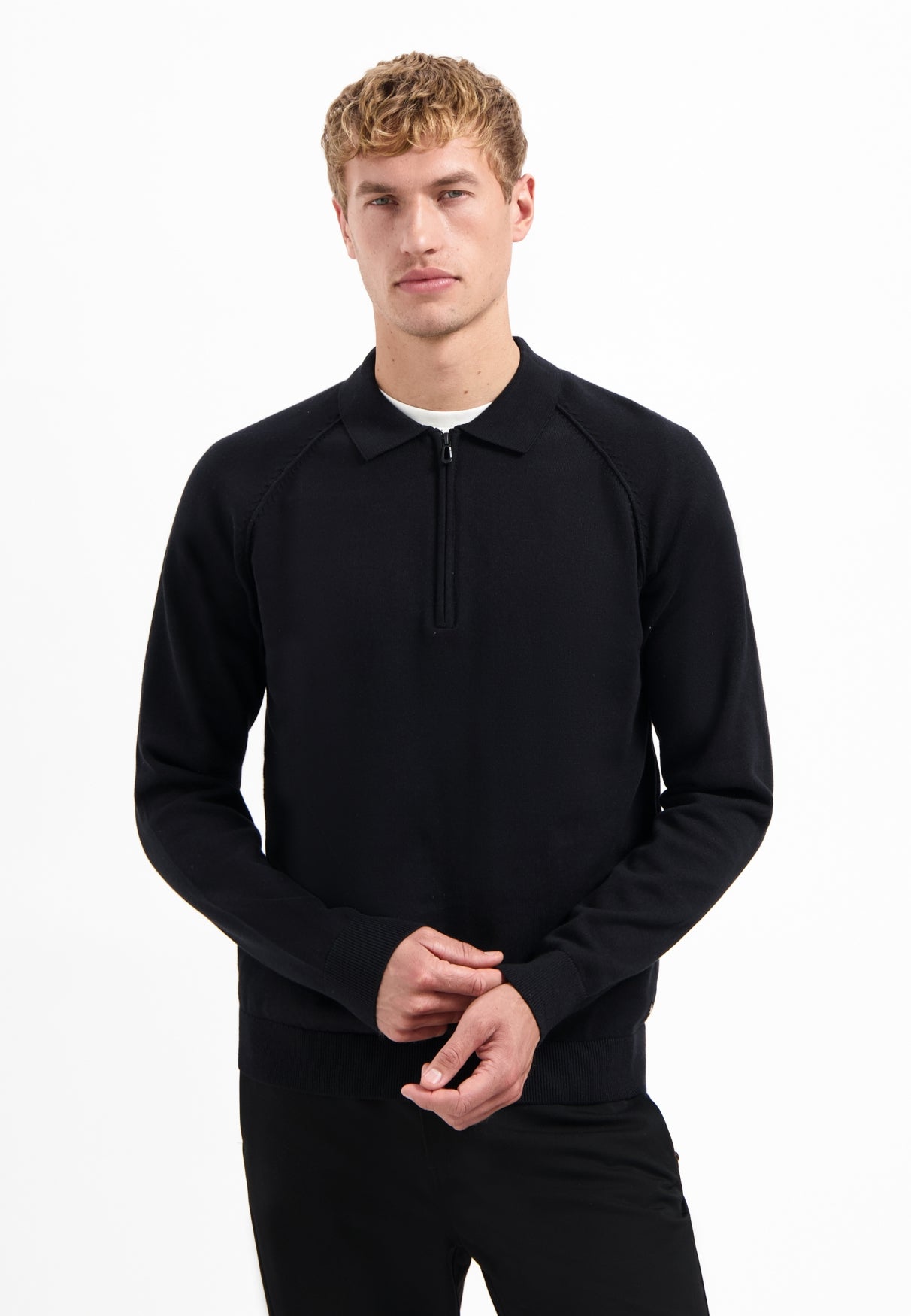 Half-Zip-Polo-Pullover | Black