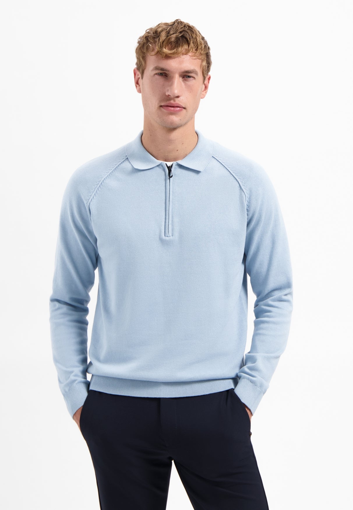 Half-Zip-Polo-Pullover | Dusty Blue