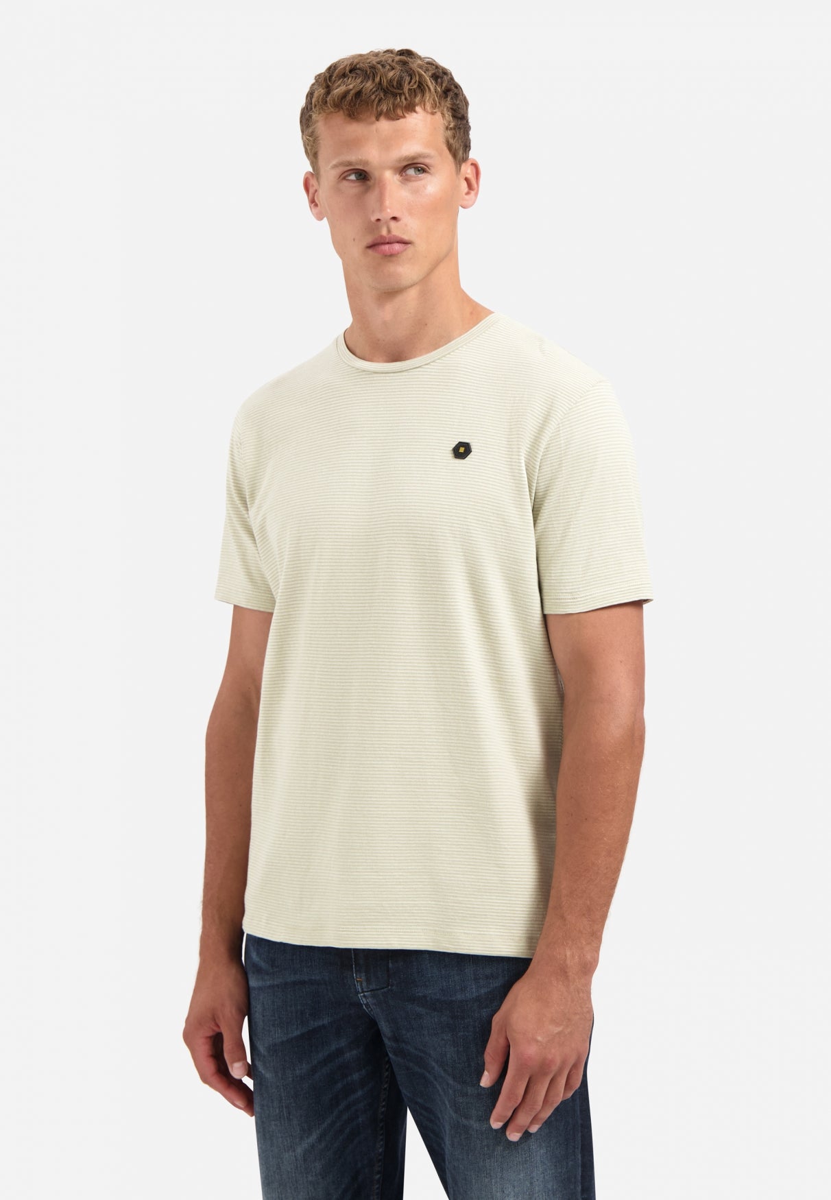 Striped melange T-shirt | Light Moss