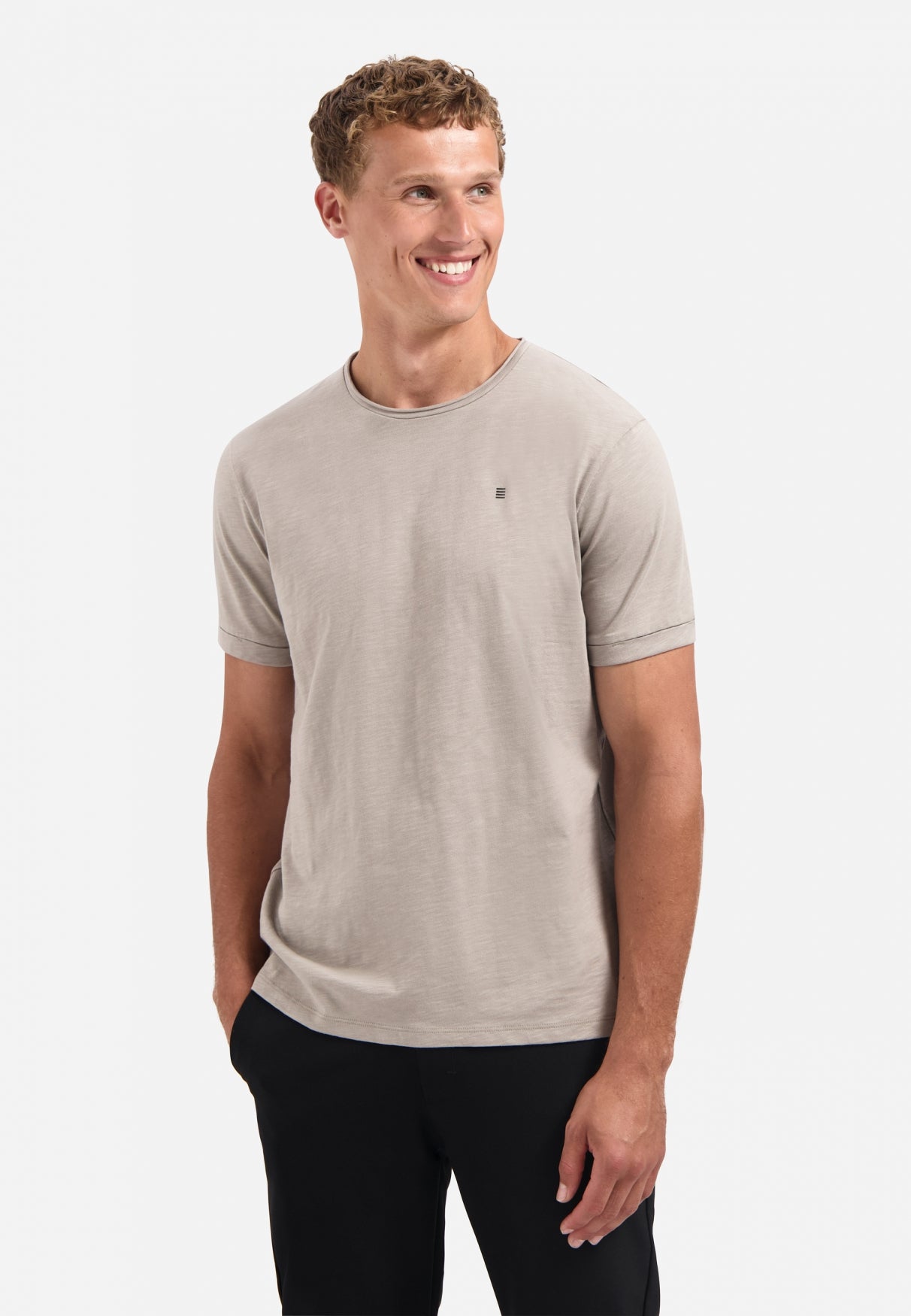 Slub crew neck T-shirt | Clay