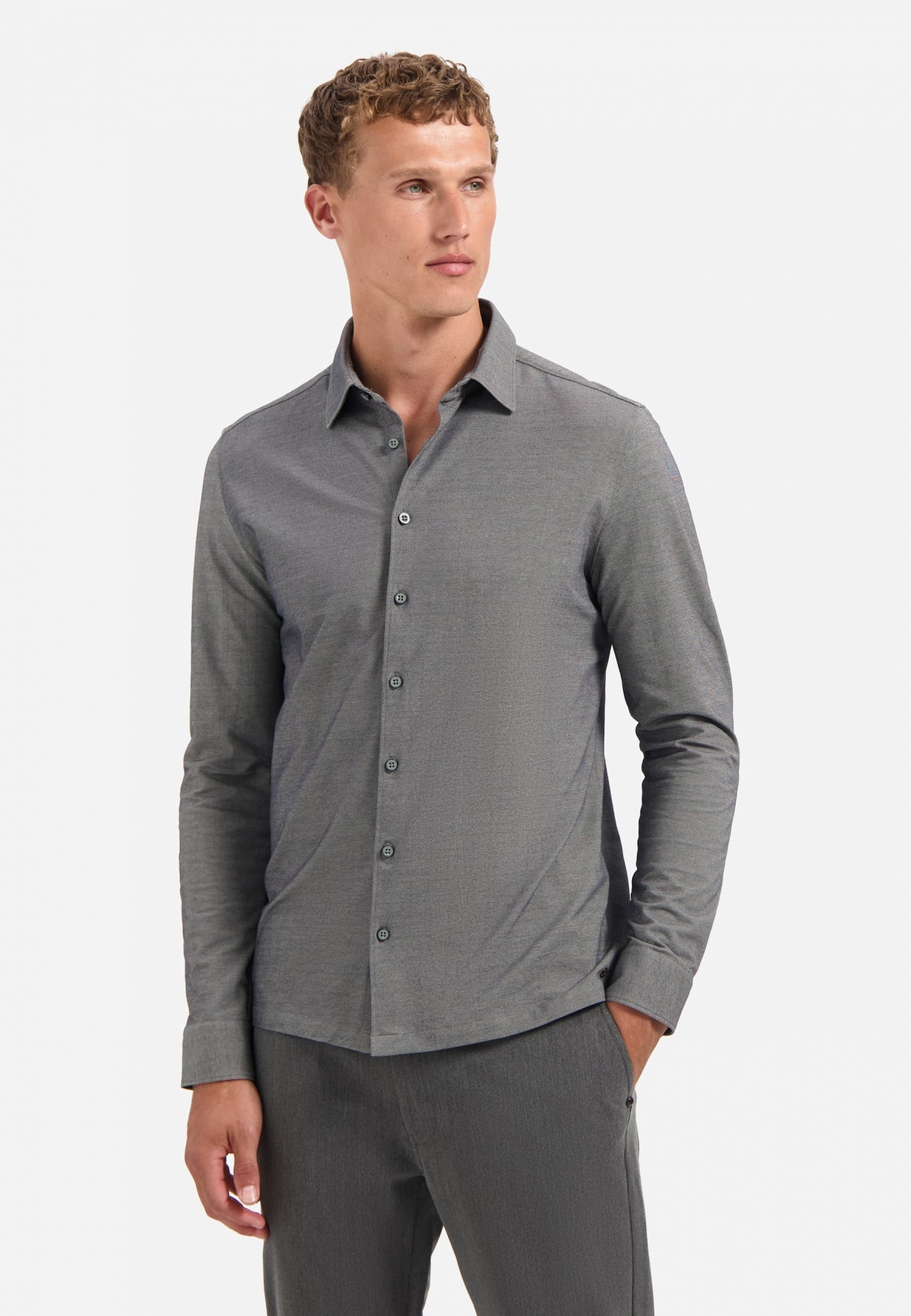 Melange-Jersey-Shirt | Dunkelgrau