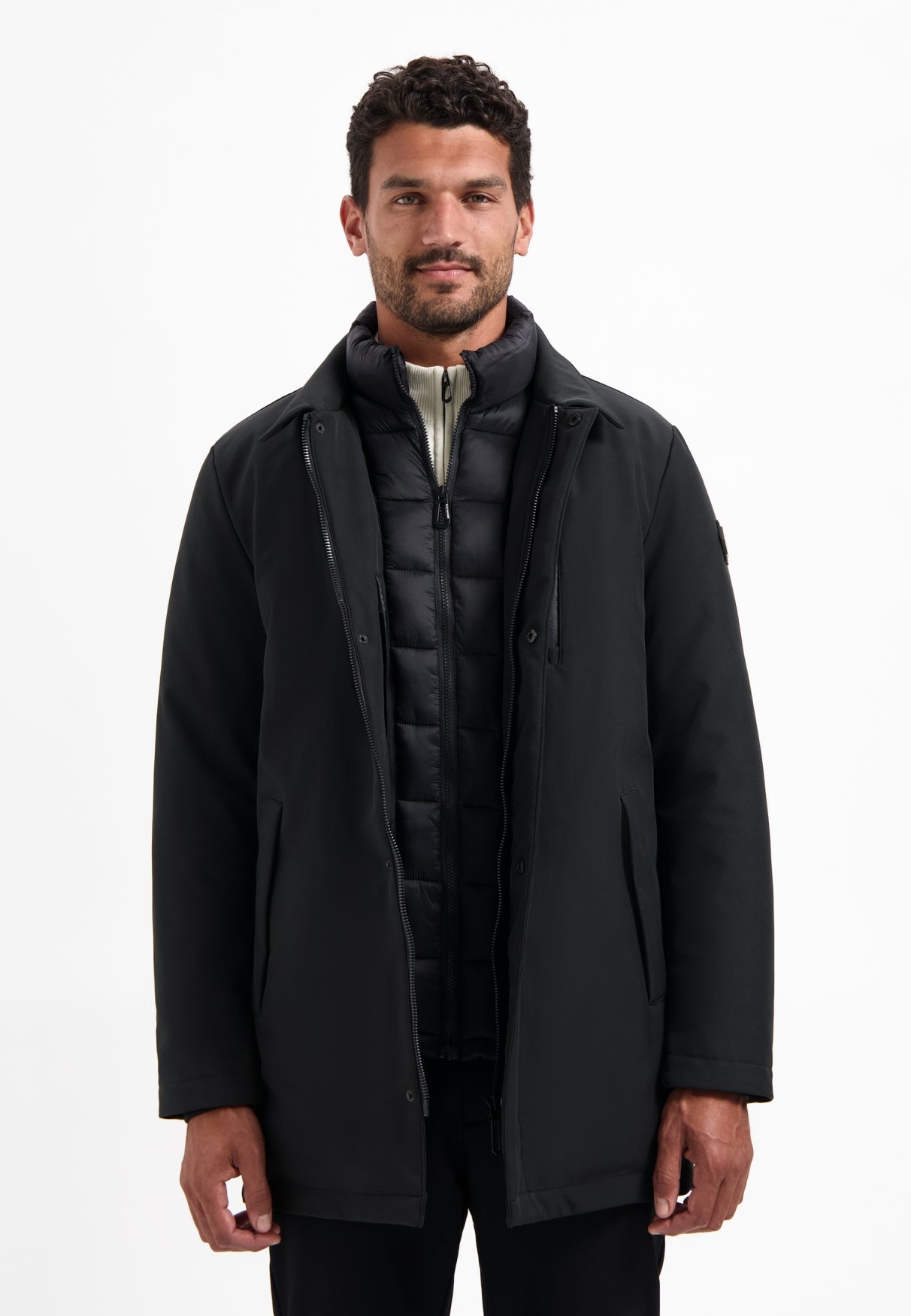 Langer Parka mit Stehkragen | Black