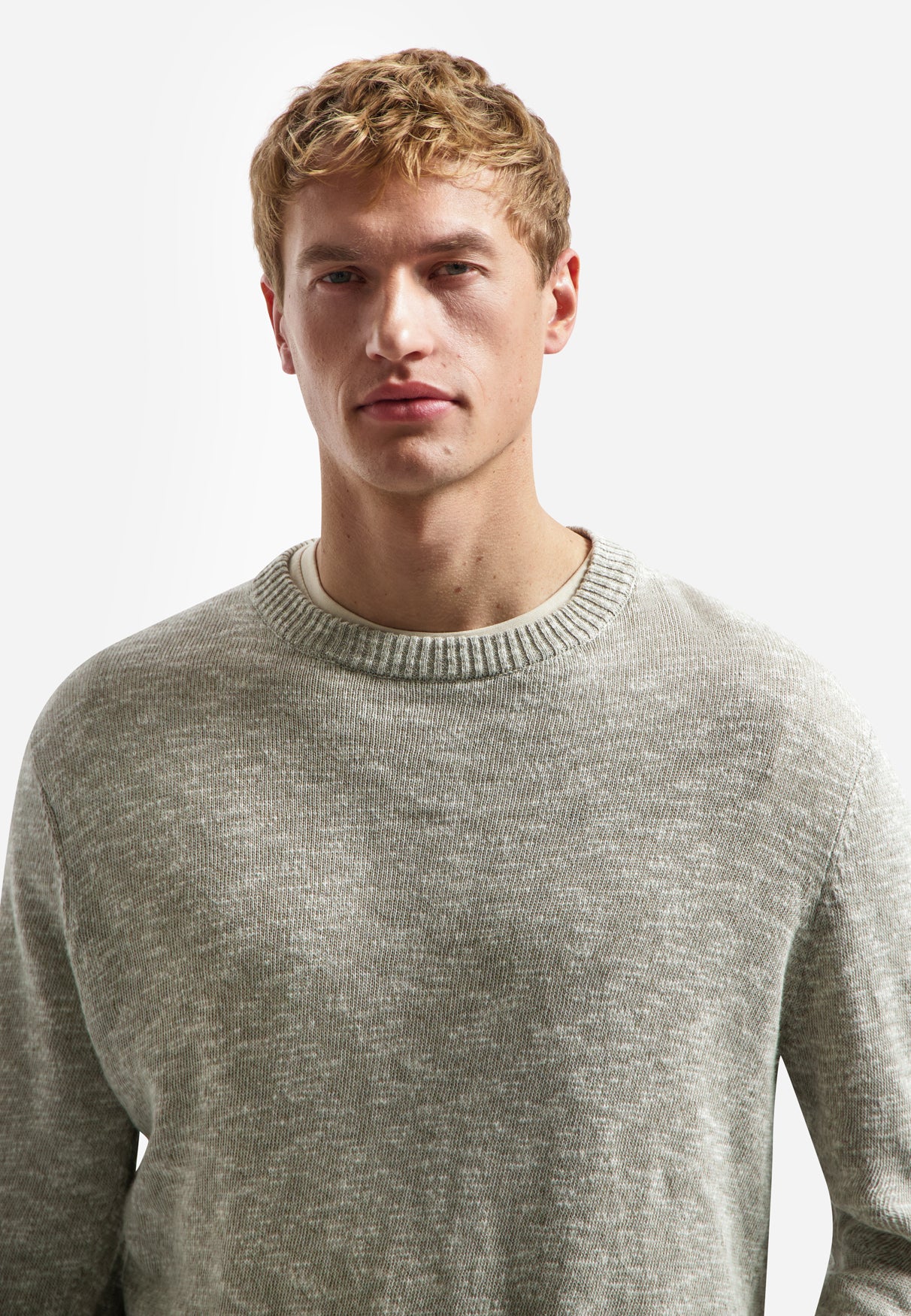 Melange-Slub-Pullover | Taupe