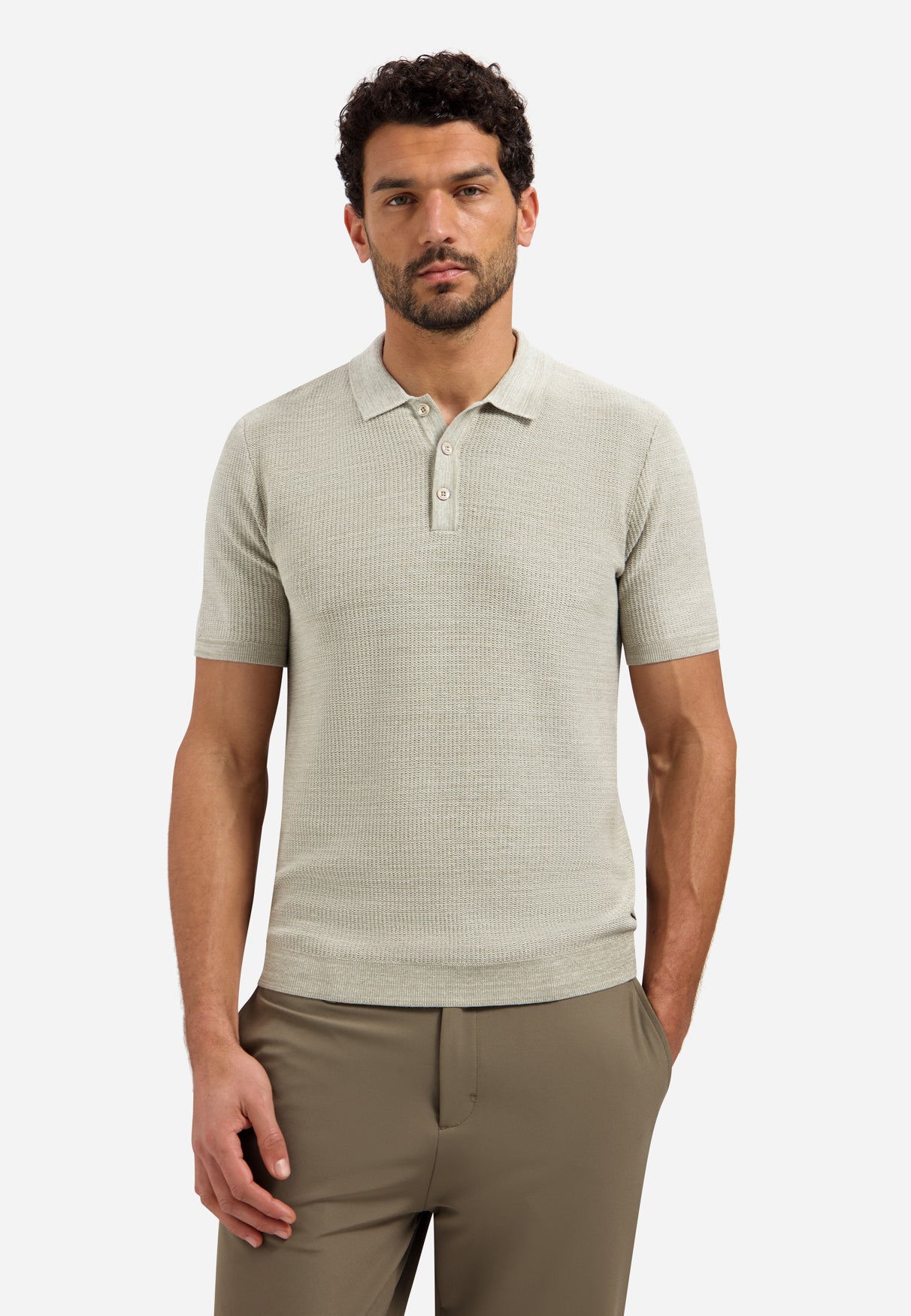 Strick-Poloshirt | Taupe