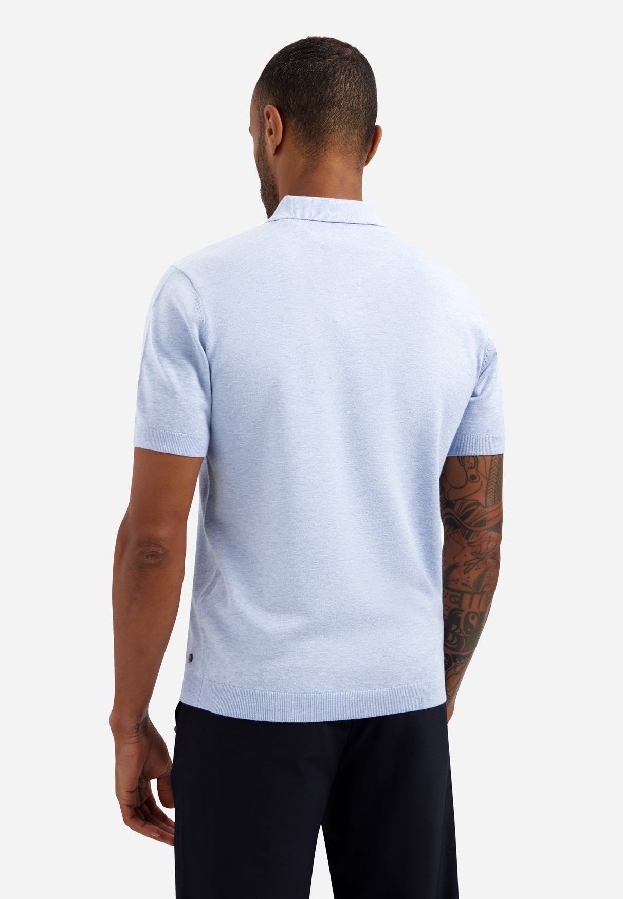 Knitted polo shirt with half-zip | Blue