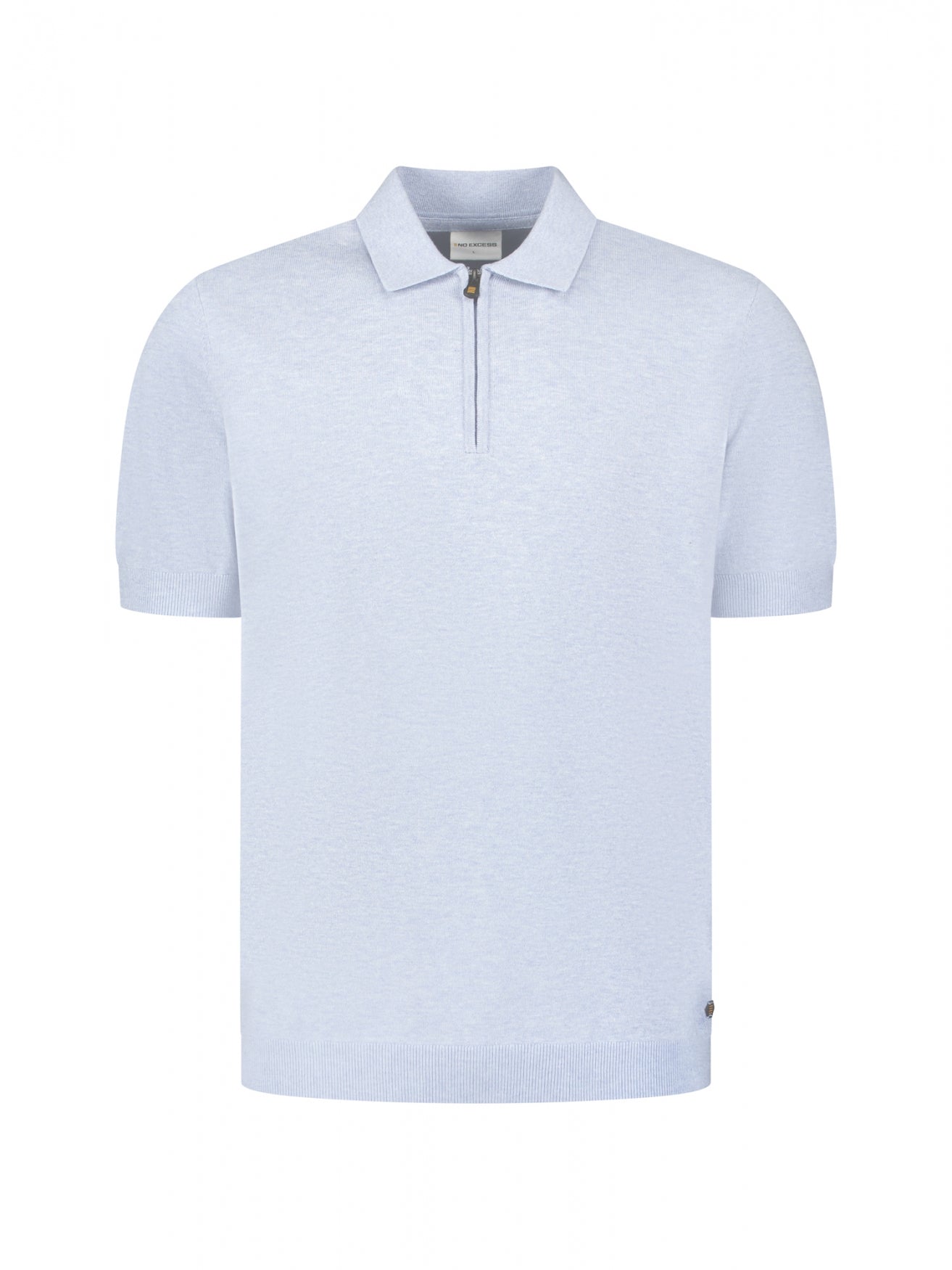 Knitted polo shirt with half-zip | Blue