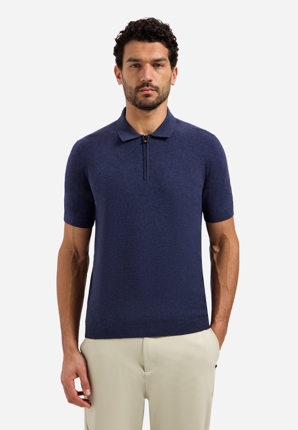 Knitted polo shirt with half-zip | Night