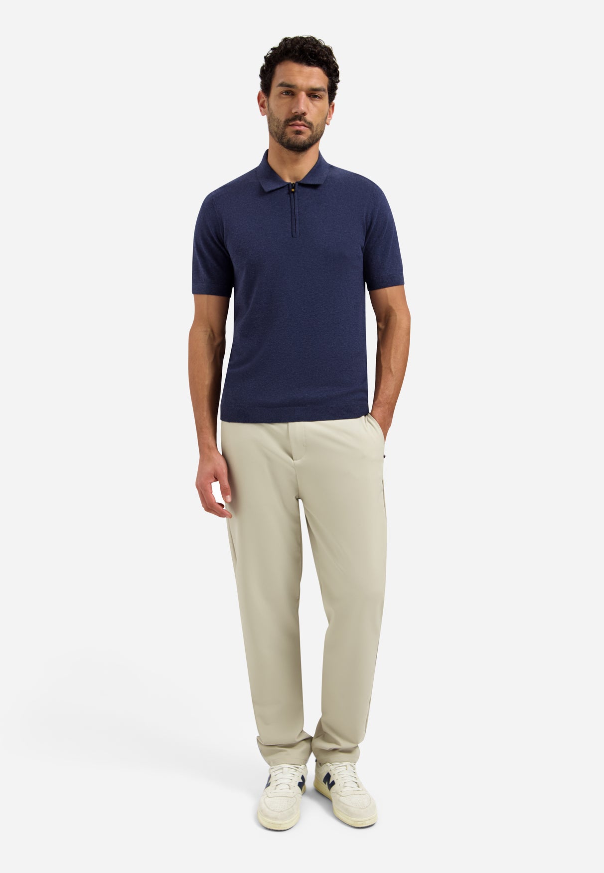 Knitted polo shirt with half-zip | Night