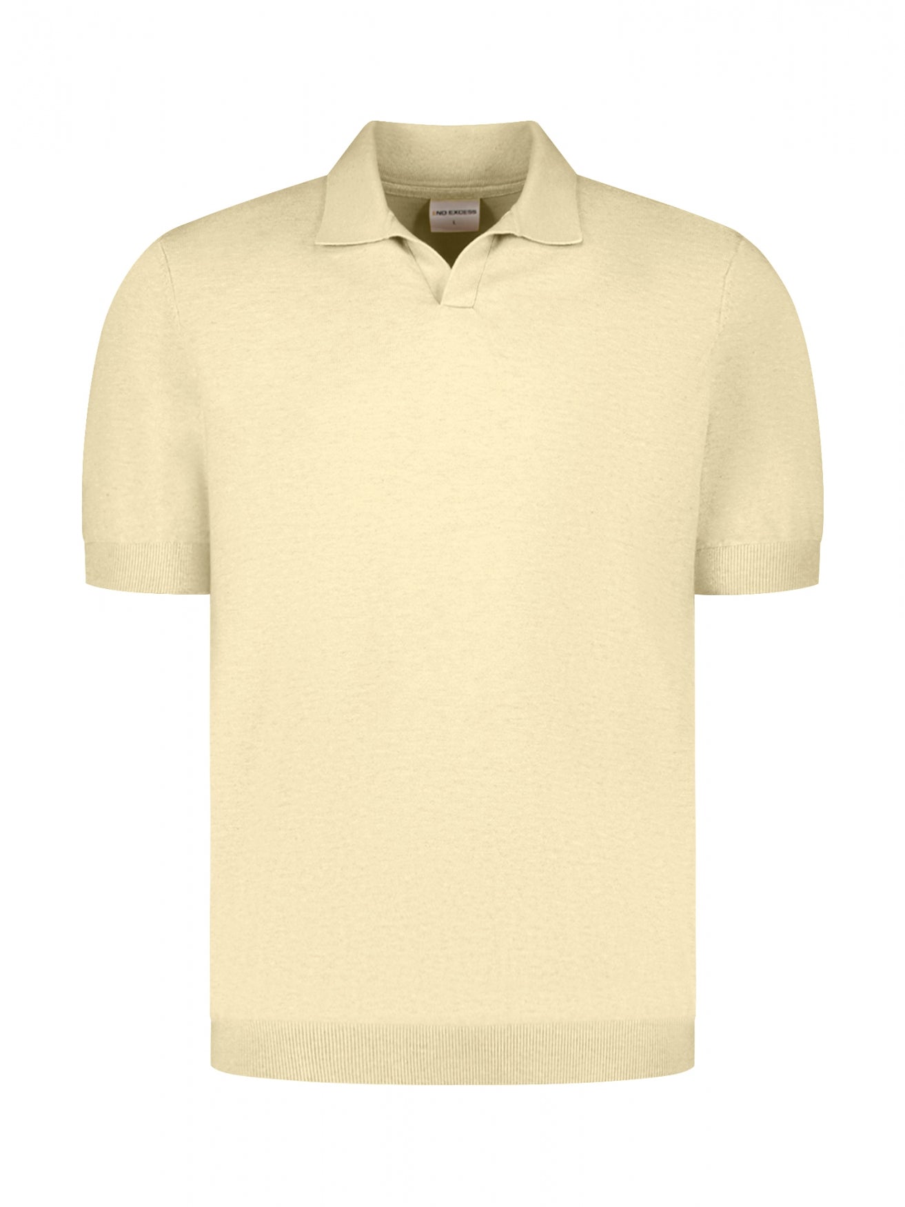 Knitted polo shirt with V-neck | Yellow