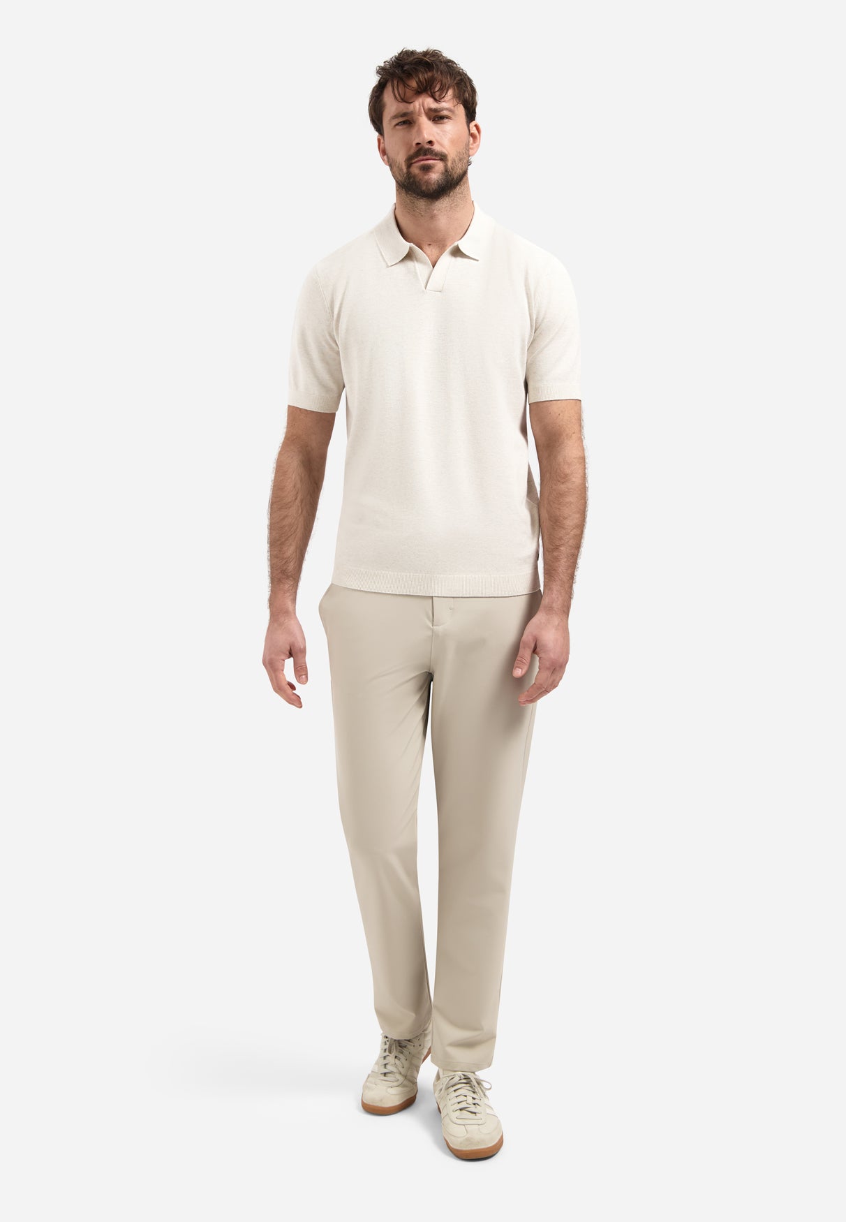 Knitted polo shirt with V-neck | Kit Melange