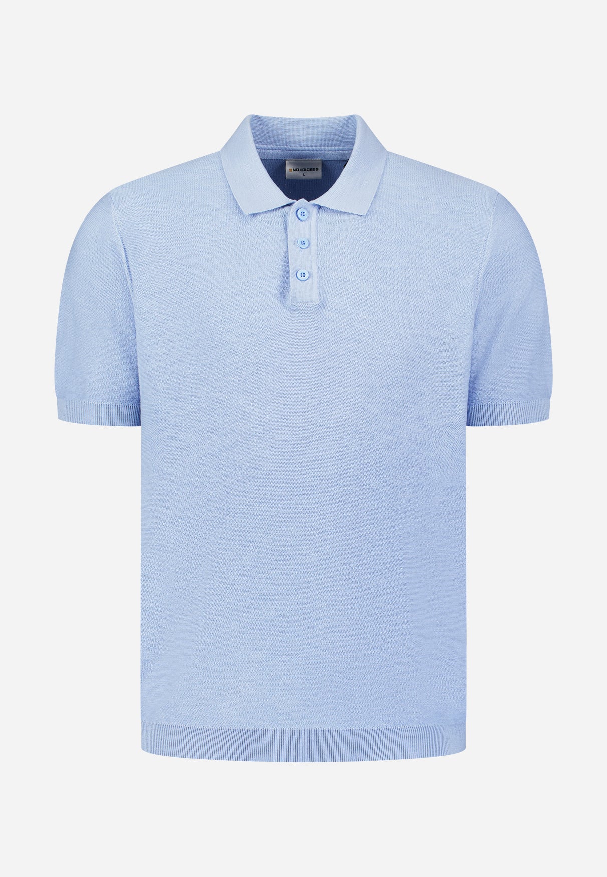 Knitted slub polo shirt with buttons | Blue