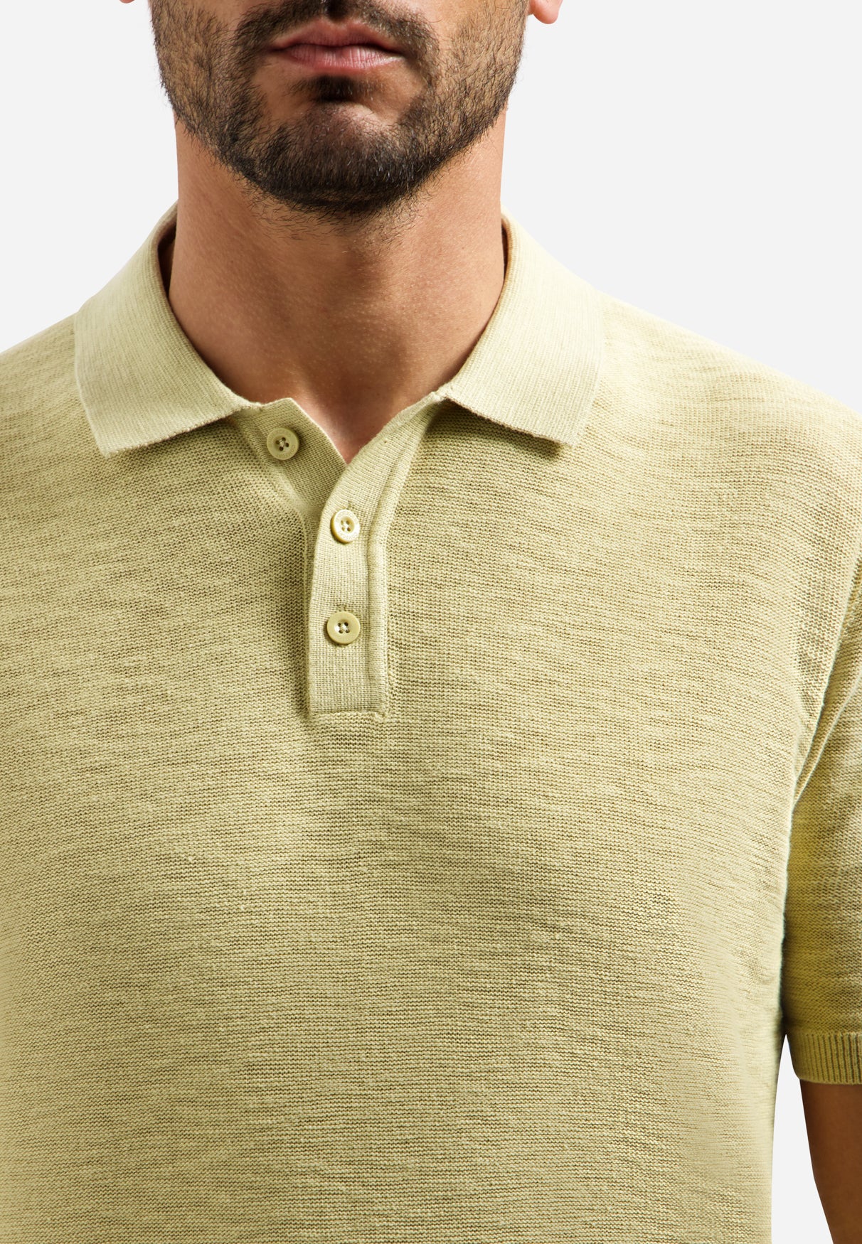 Knitted slub polo shirt with buttons | Yellow