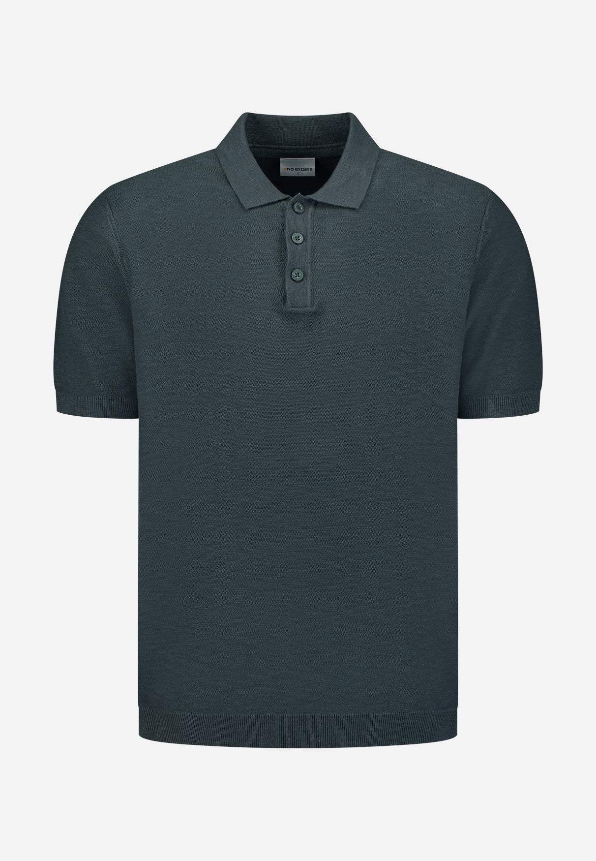 Knitted slub polo shirt with buttons | Dark Steel