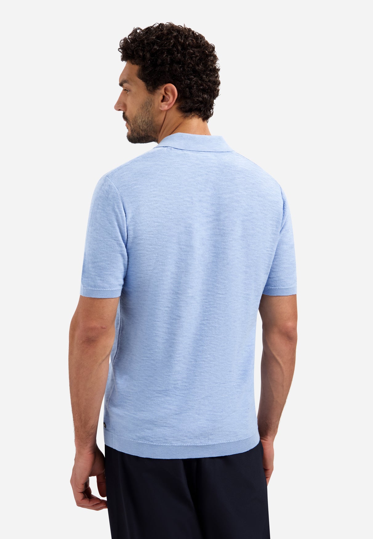 Strick-Poloshirt mit V-Ausschnitt | Blue