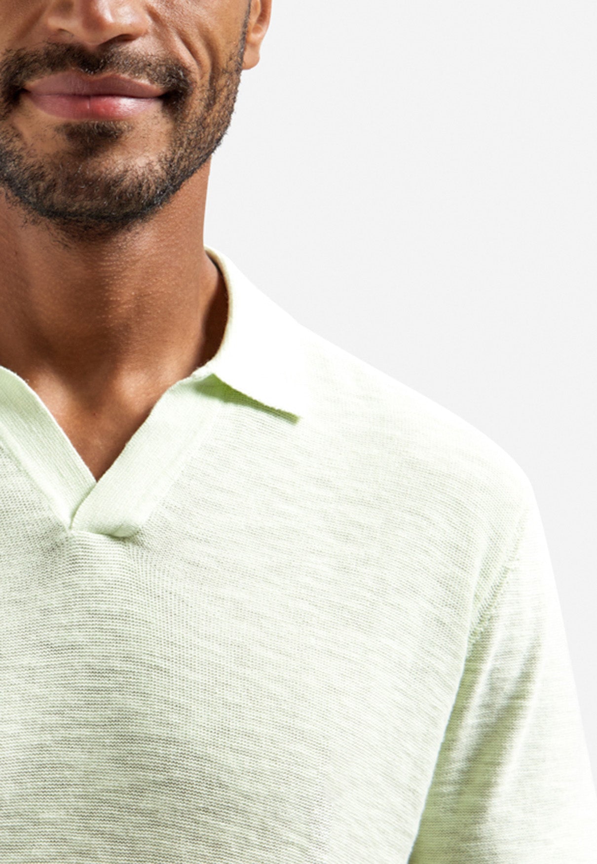 Strick-Poloshirt mit V-Ausschnitt | Seagreen