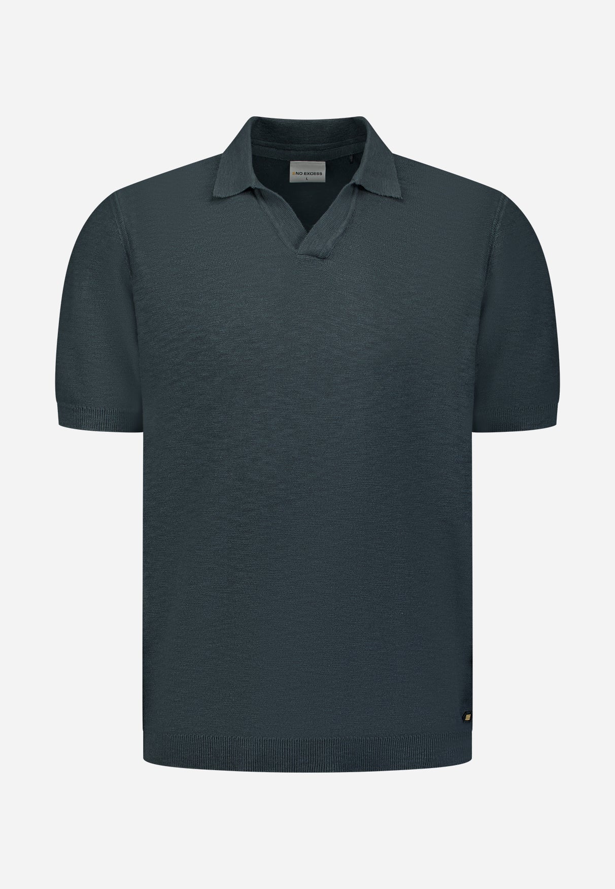 Strick-Poloshirt mit V-Ausschnitt | Dark Steel