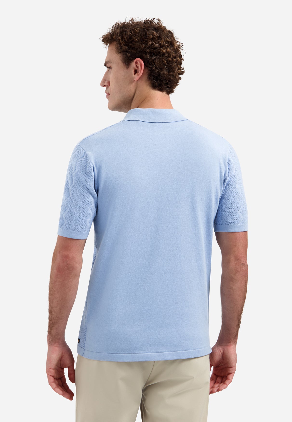 Poloshirt aus Strick mit Relief | Blue