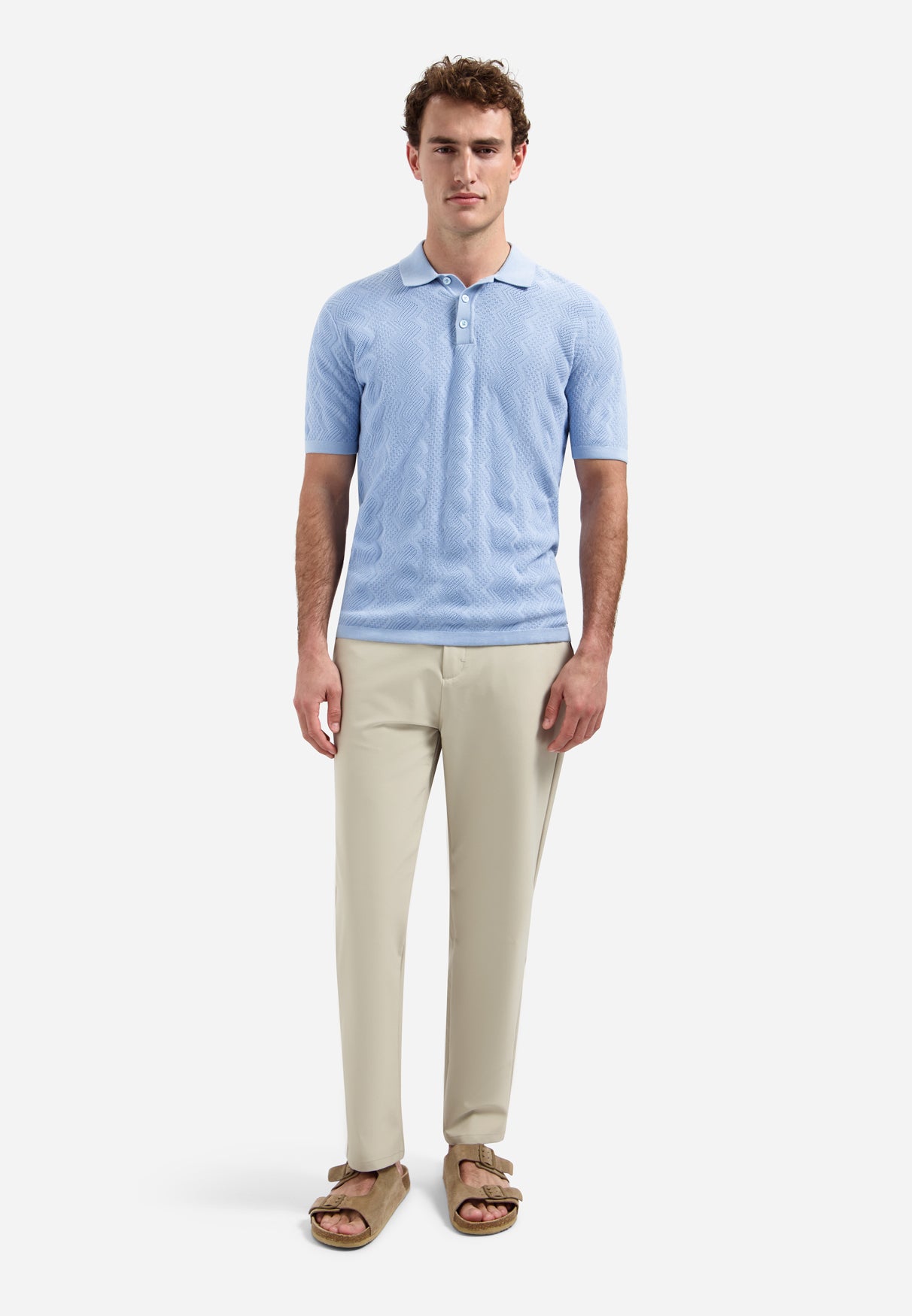 Poloshirt aus Strick mit Relief | Blue