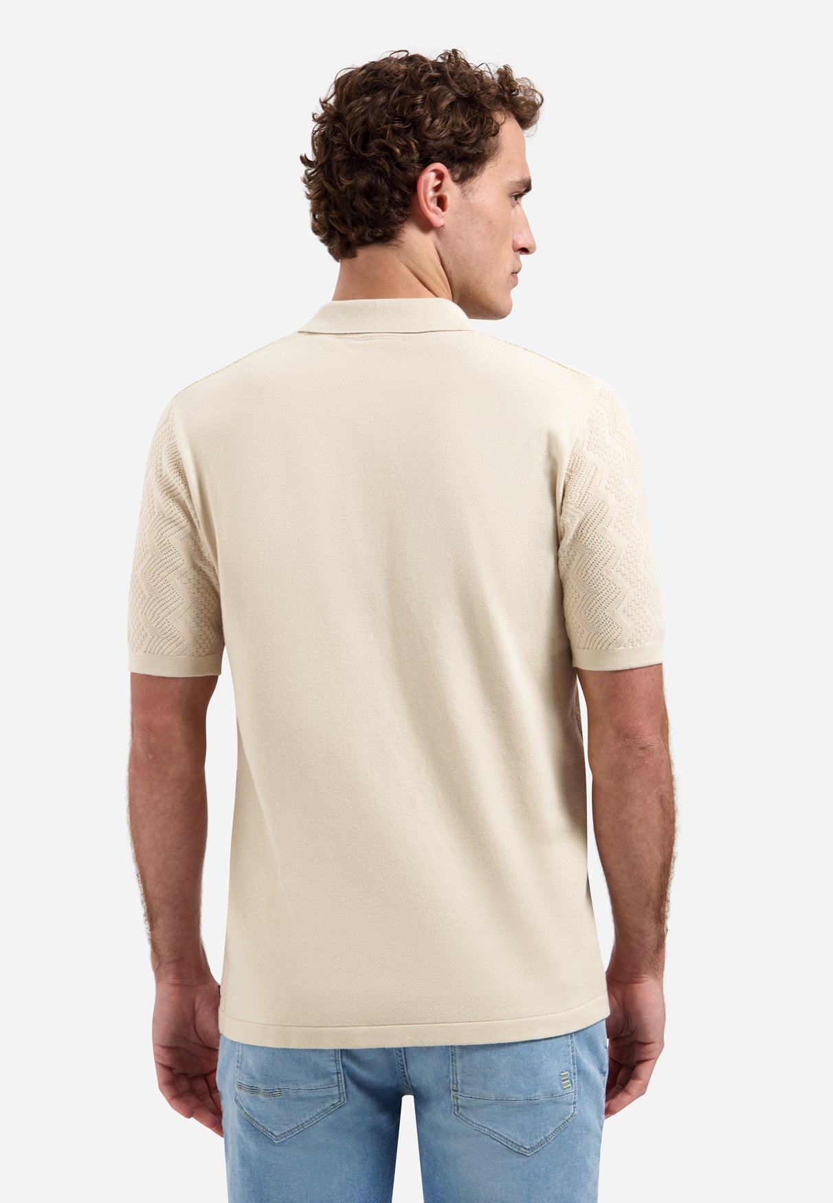 Poloshirt aus Strick mit Relief | Desert