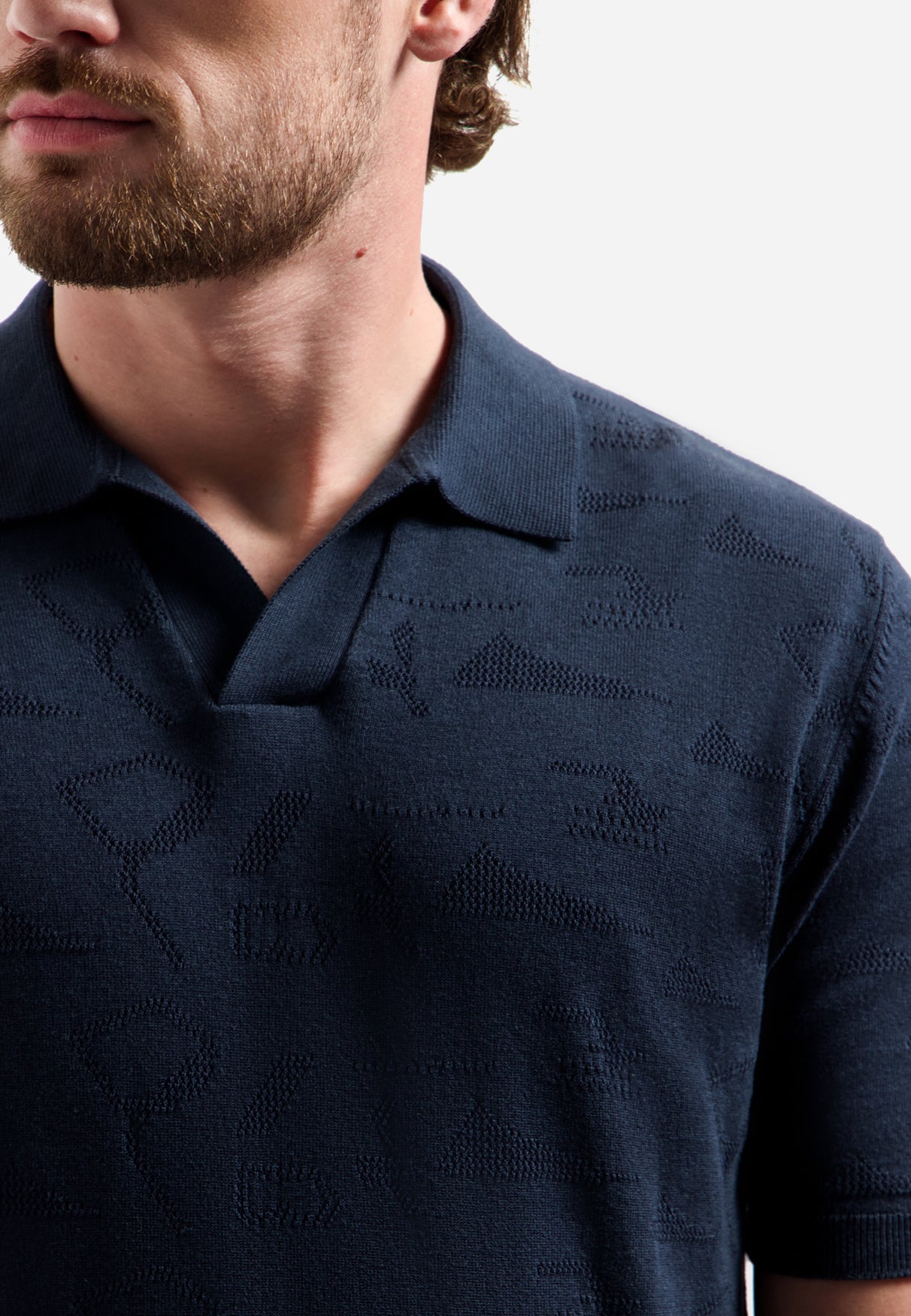 Jacquard-Strickpolohemd | Night