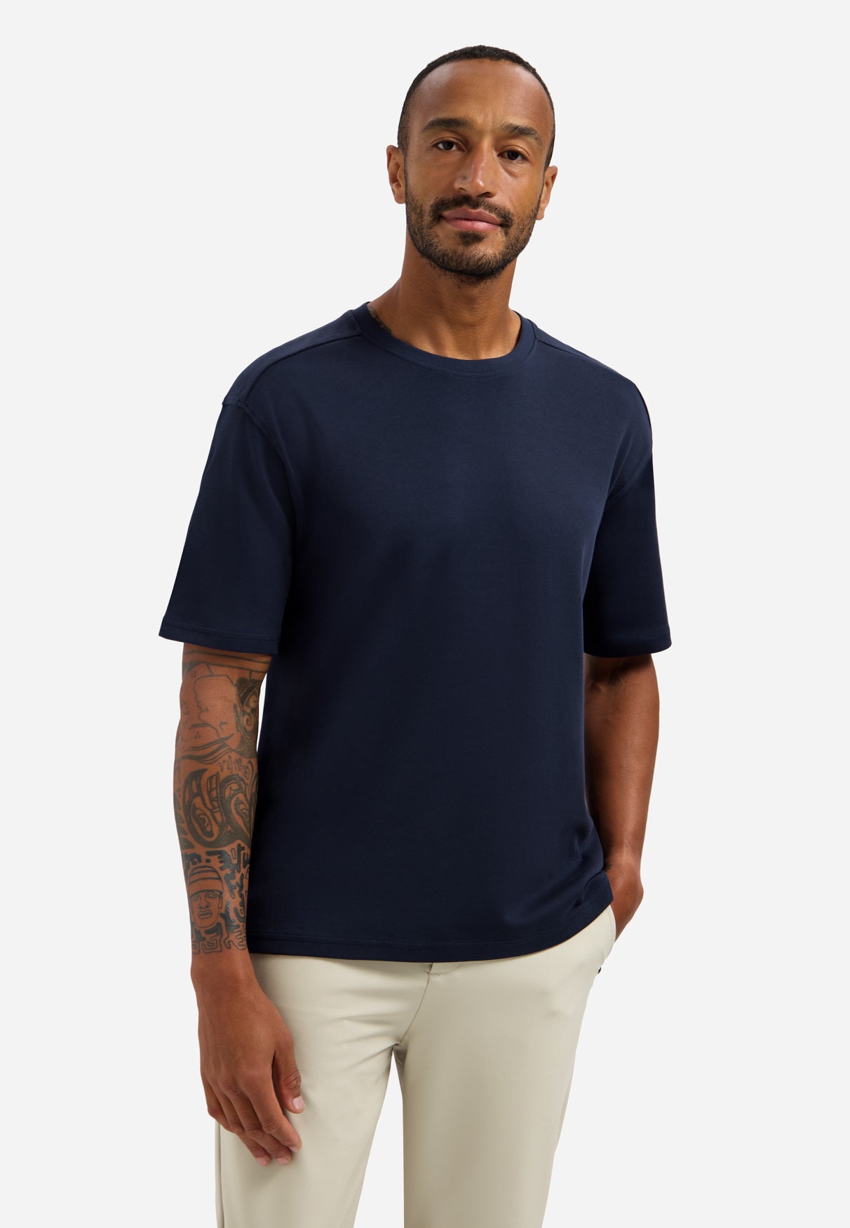 Interlock T-shirt with round neck. | Night