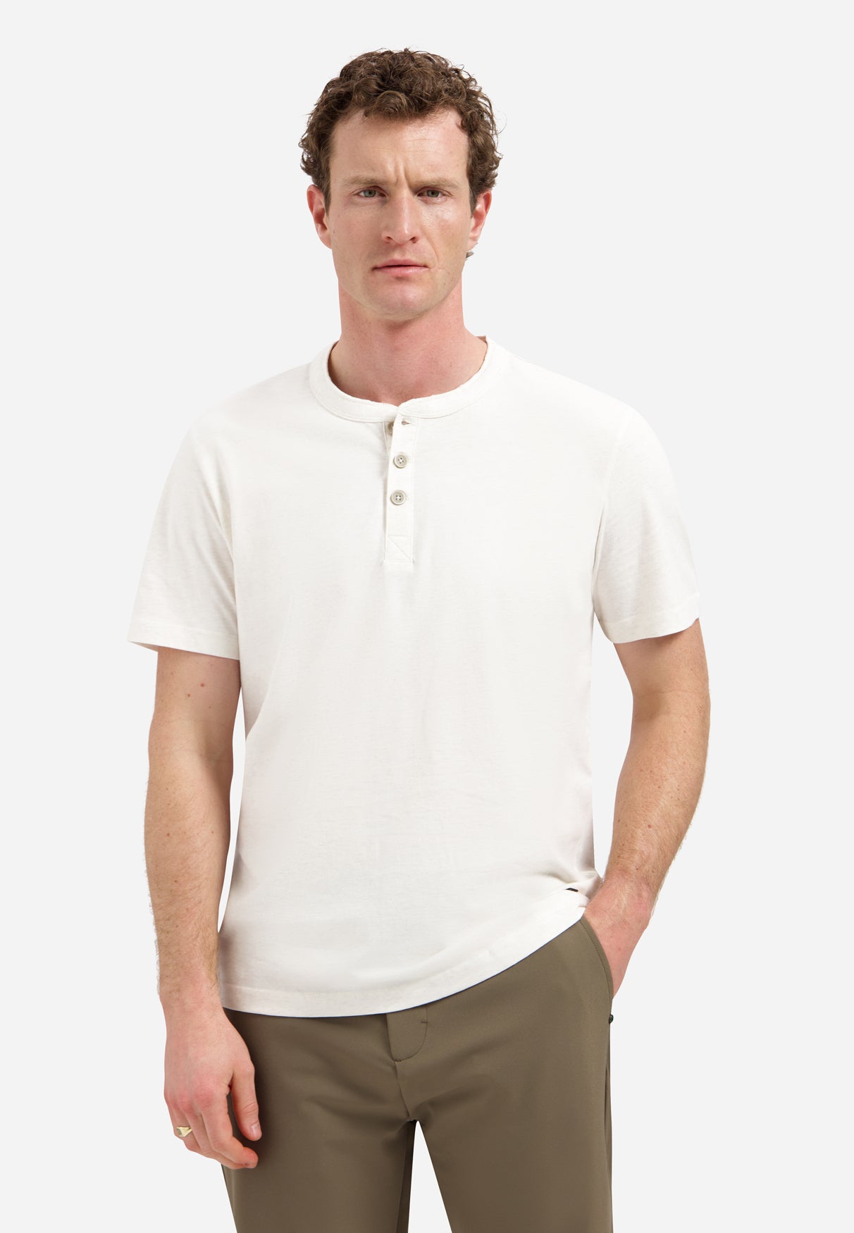 Melange-T-Shirt mit Knopfleiste | Kit Melange