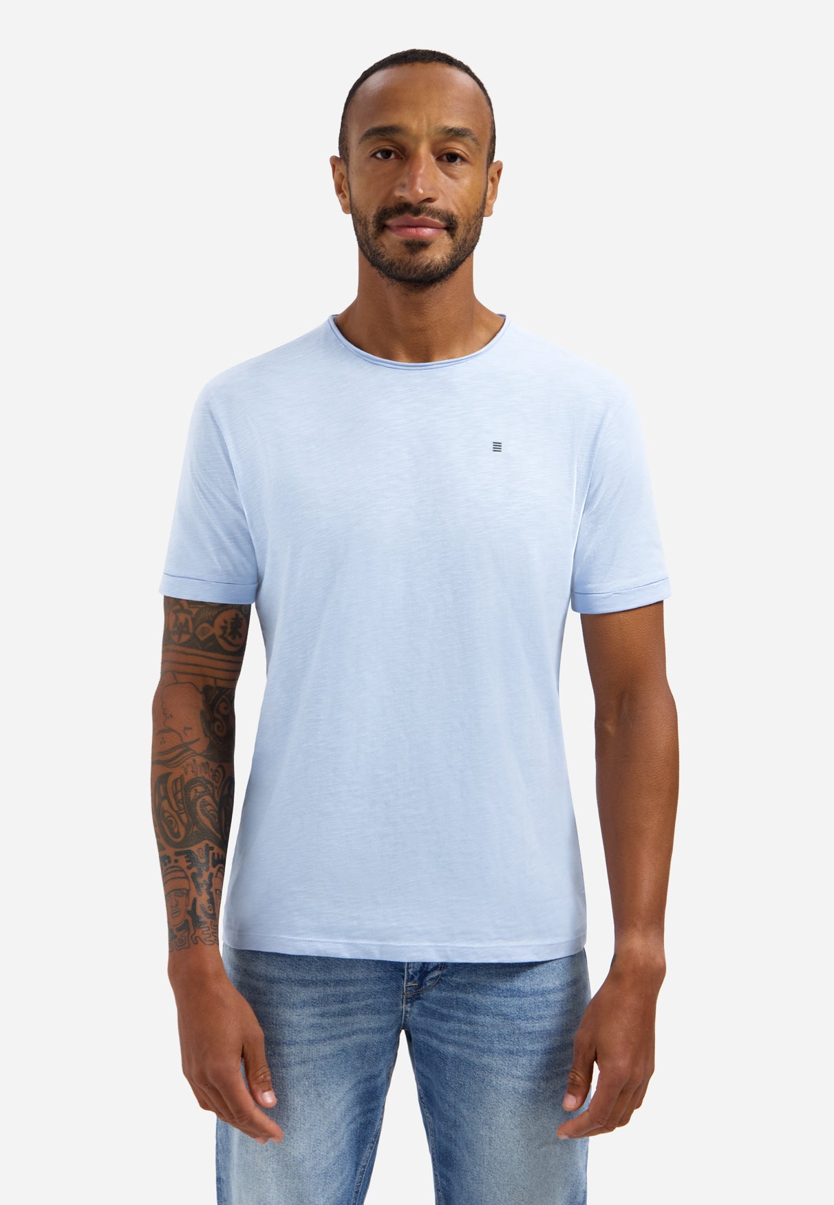 Slub-T-Shirt mit Rundhalsausschnitt | Blue
