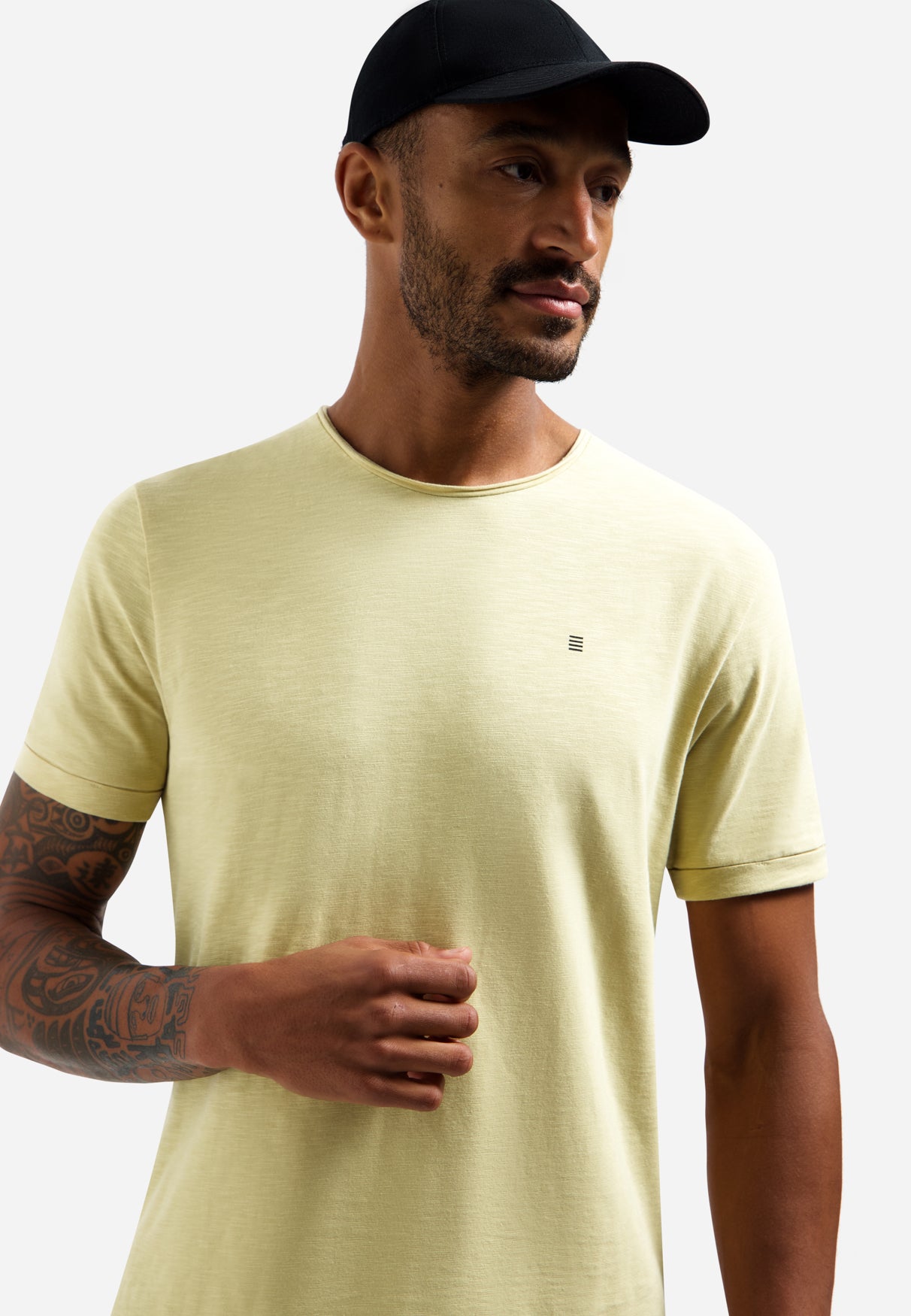 Slub-T-Shirt mit Rundhalsausschnitt | Yellow