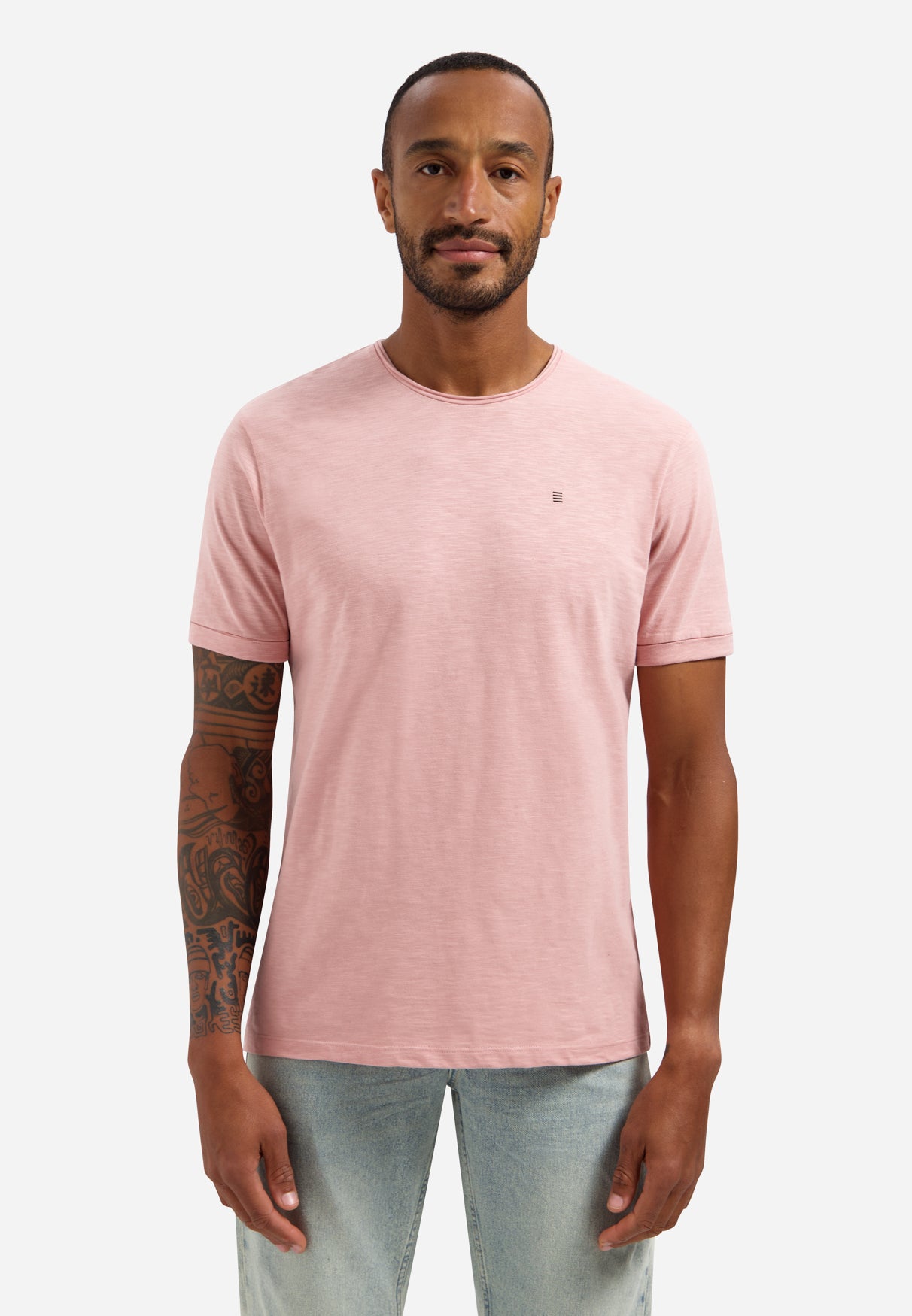 Slub-T-Shirt mit Rundhalsausschnitt | Light Mauve