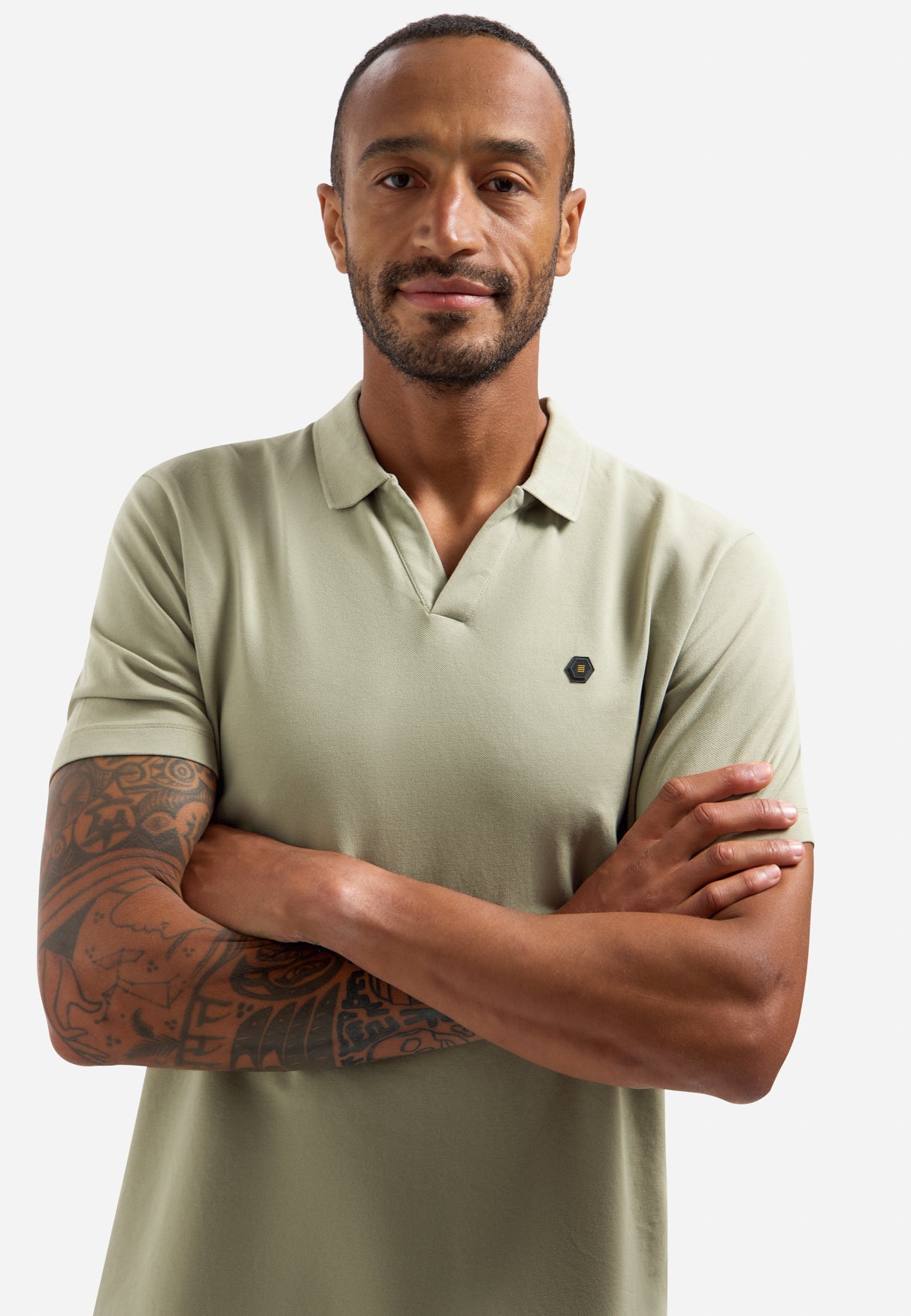 Polo mit V-Ausschnitt | Taupe