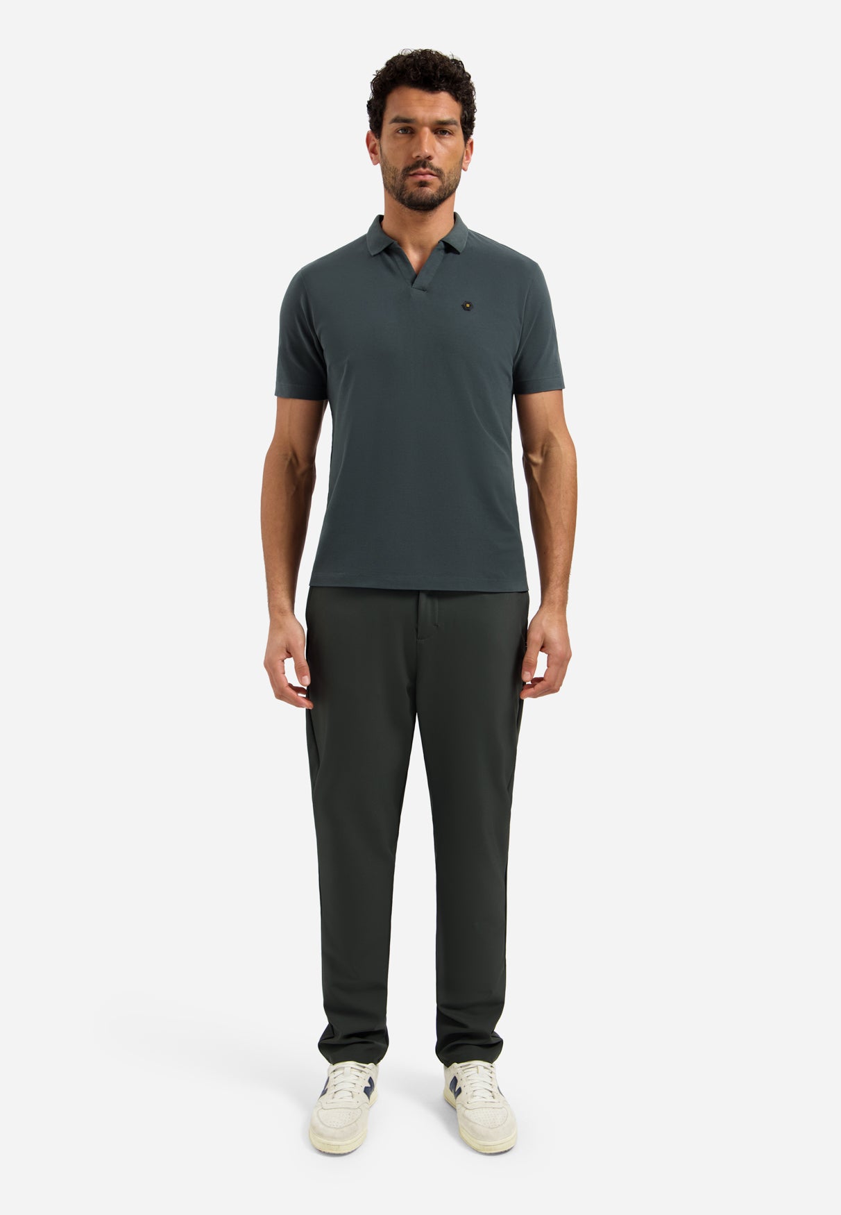 Polo mit V-Ausschnitt | Dark Steel