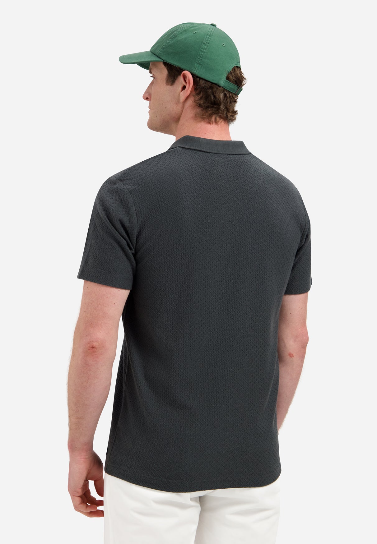Jacquard-Poloshirt mit Reißverschluss | Dark Steel