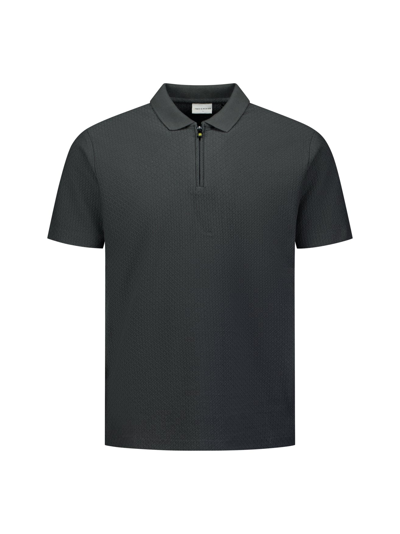 Jacquard-Poloshirt mit Reißverschluss | Dark Steel
