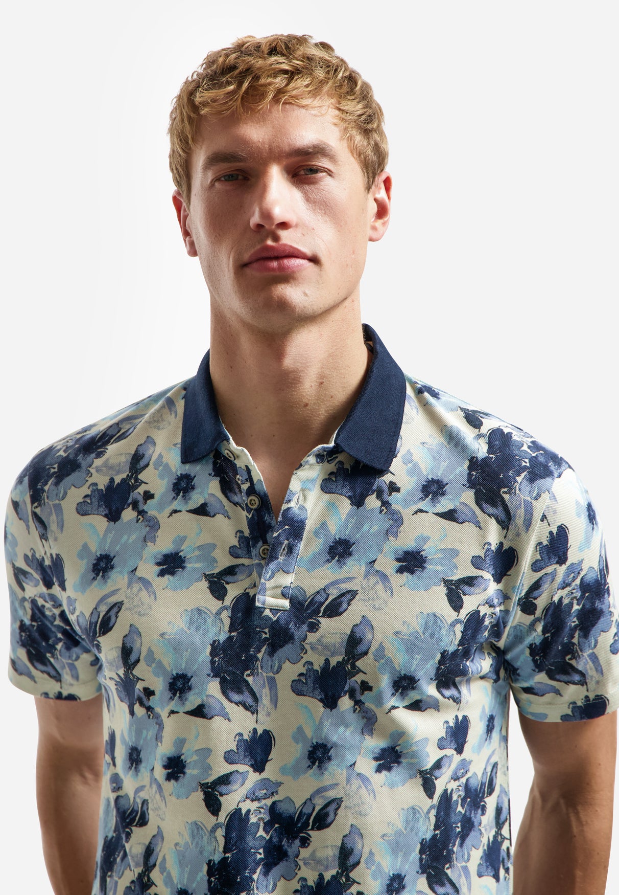 Poloshirt mit Allover-Print | Blue