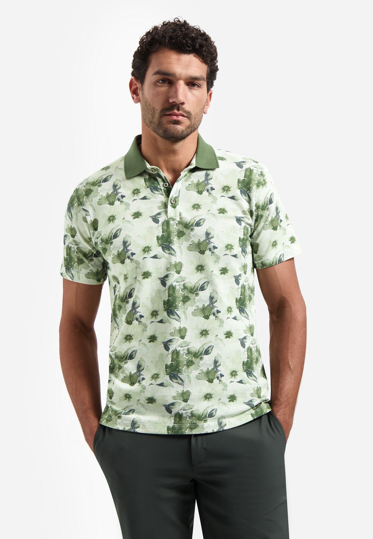 Poloshirt mit Allover-Print | Green