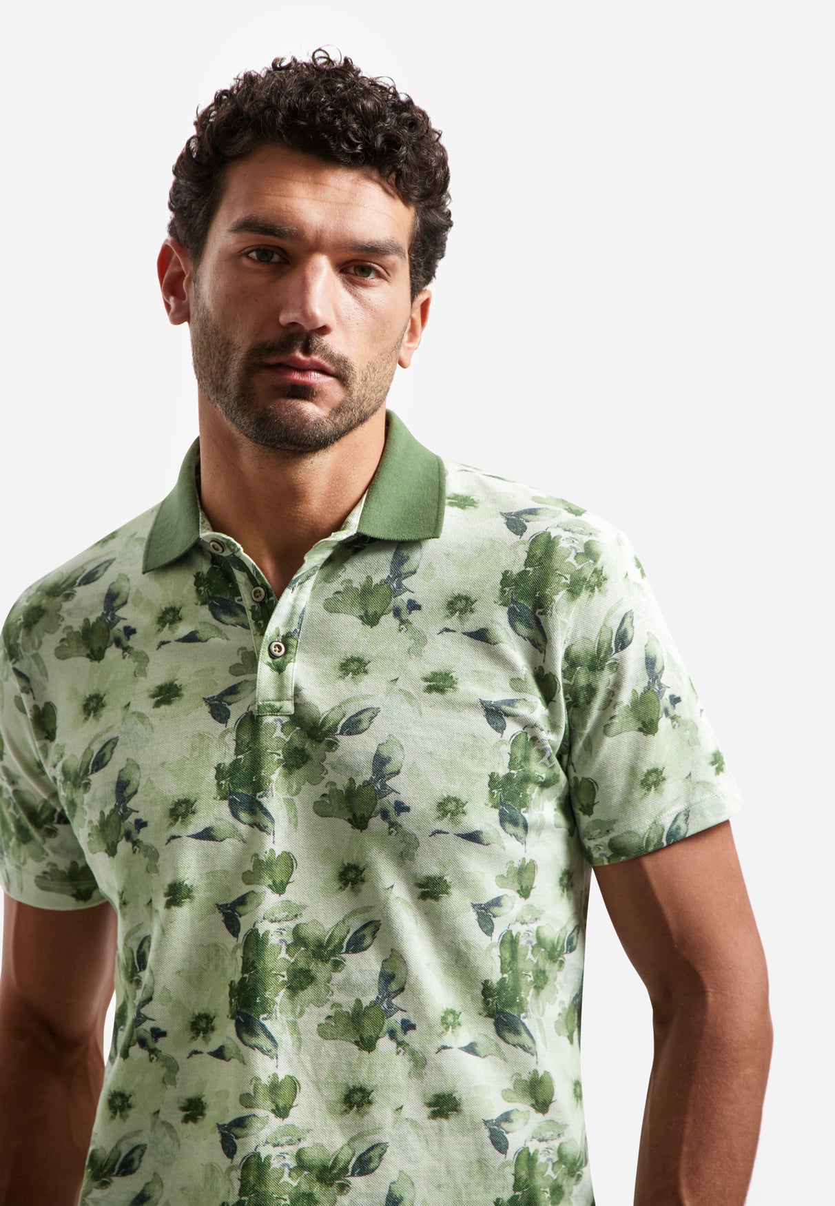 Poloshirt mit Allover-Print | Green