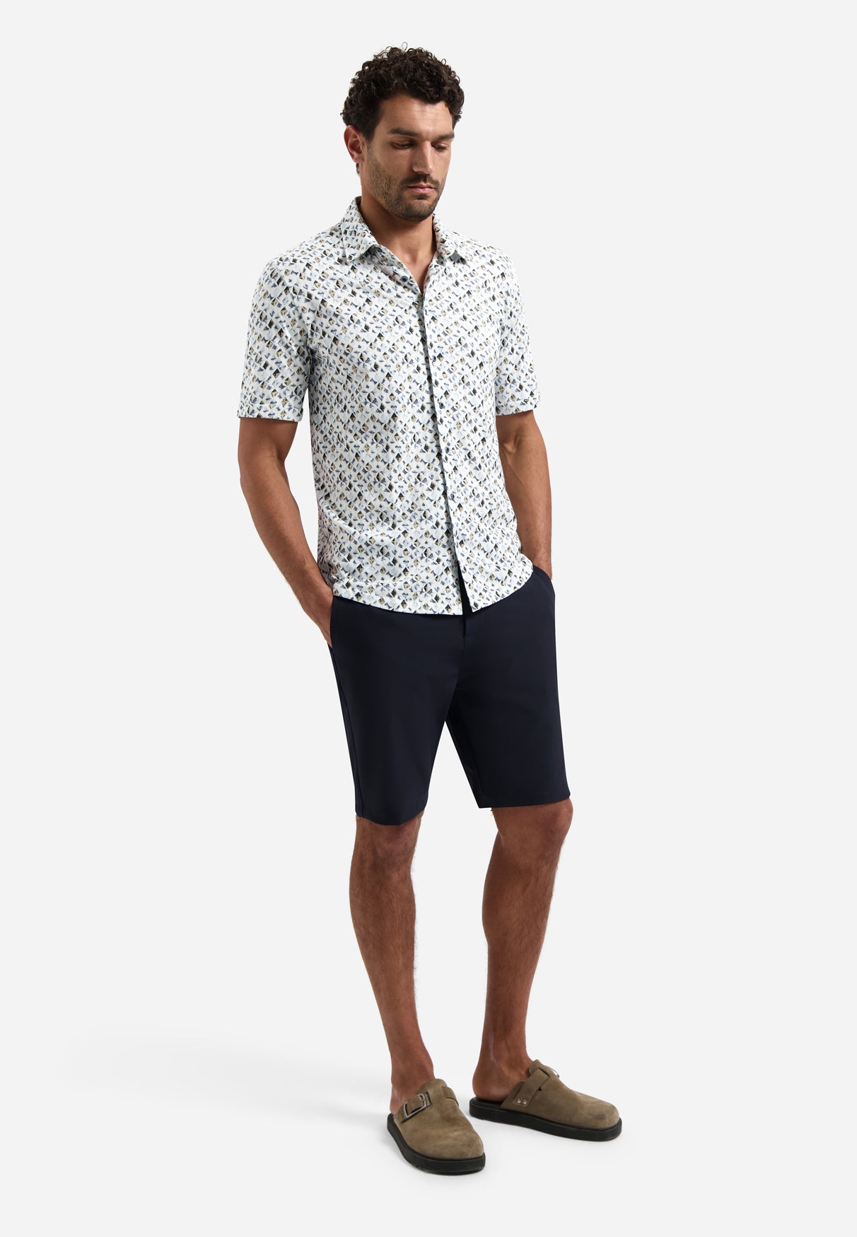 Bedrucktes Hemd mit kurzen Ärmeln | Blue