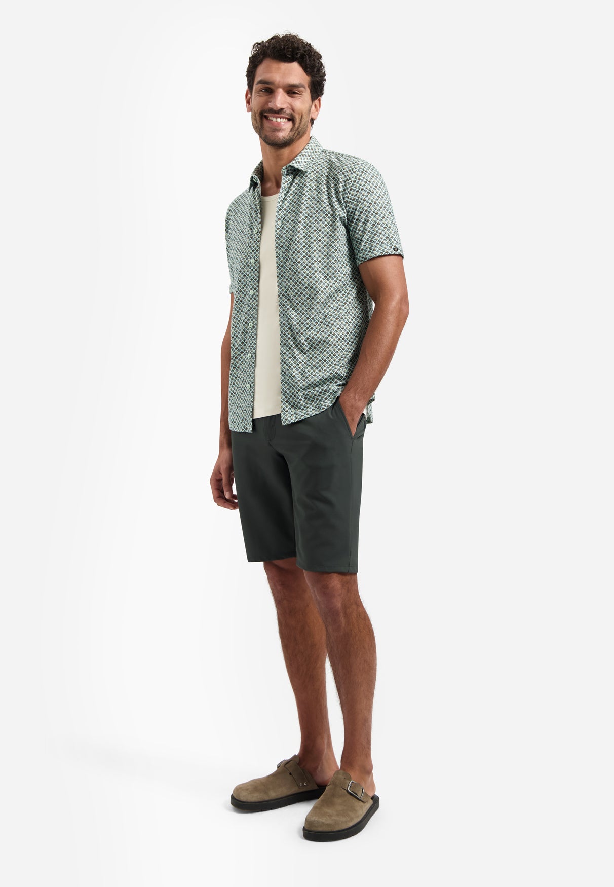 Printed shirt with short sleeves | Green