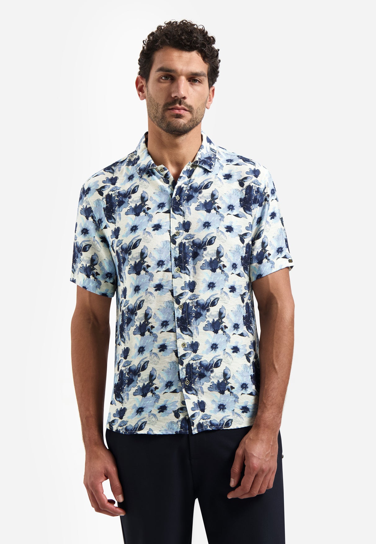 Bedrucktes Kurzarmhemd | Blue