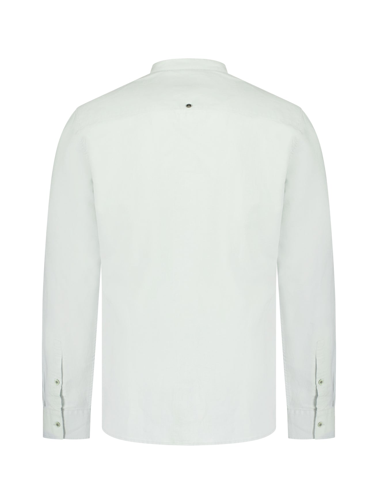 Linen-blend shirt with a stand-up collar | Dusty Green