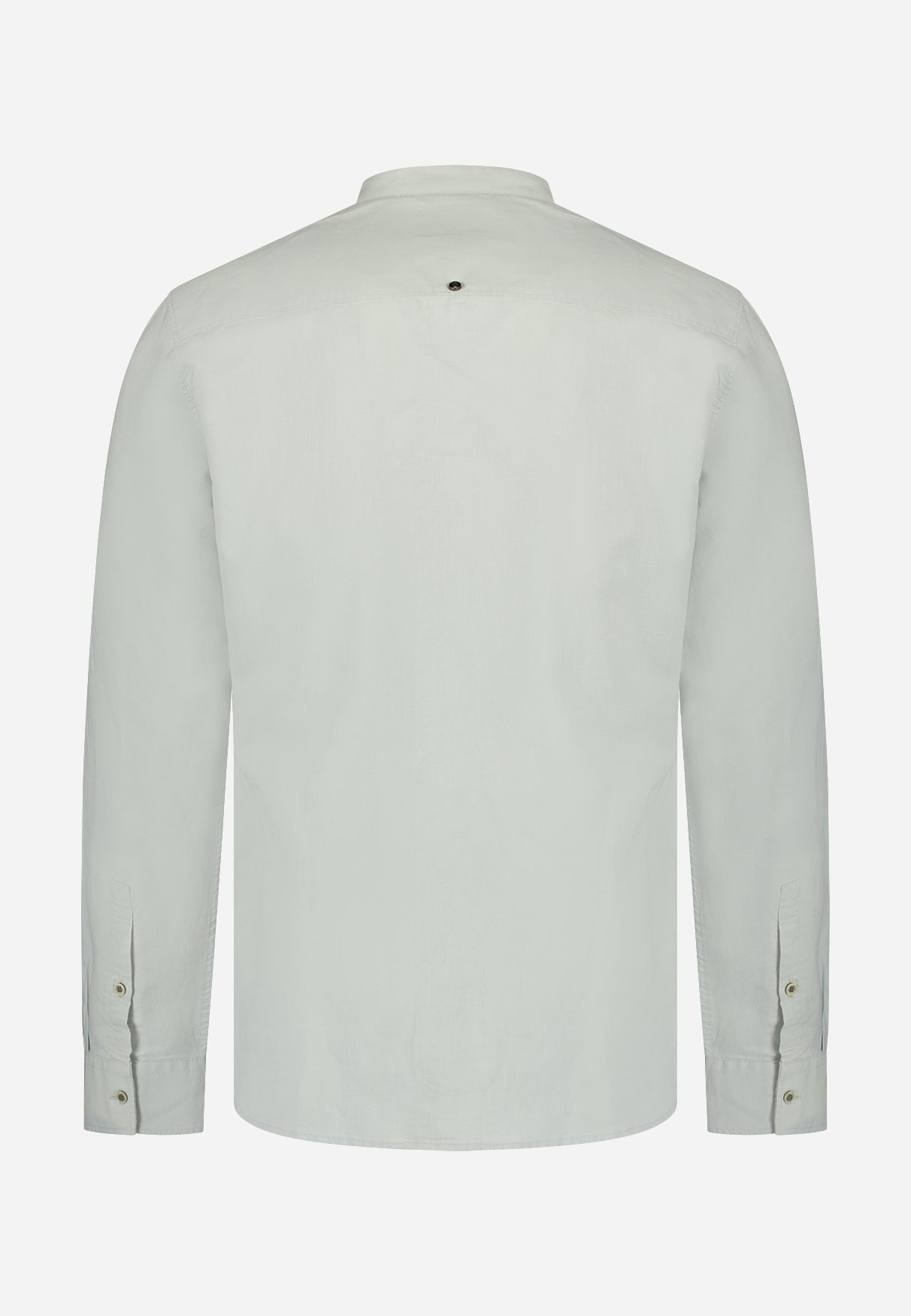 Linen-blend shirt with a stand-up collar. | Dusty Green