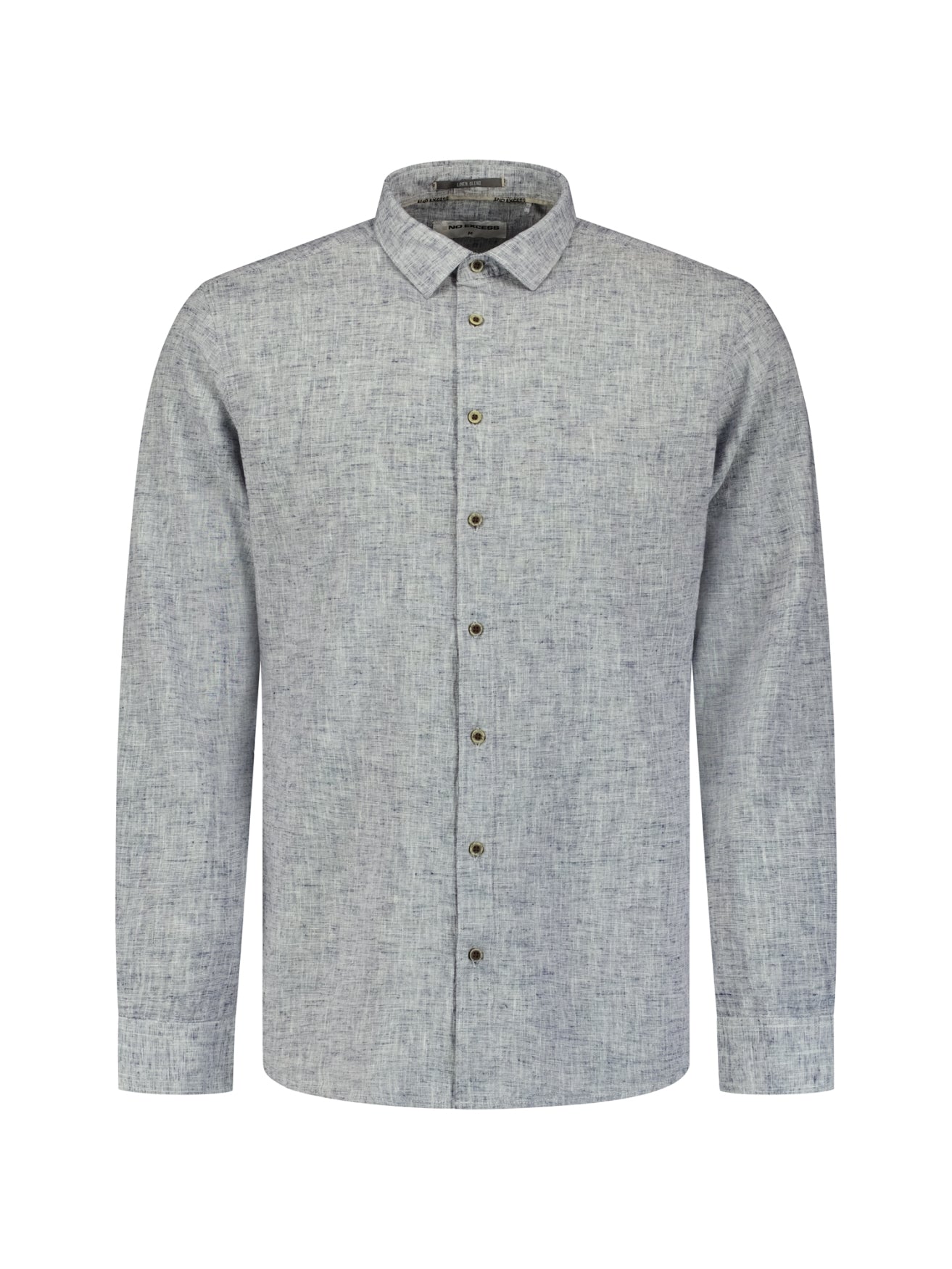 Two-tone linen blend shirt | Indigo Blue