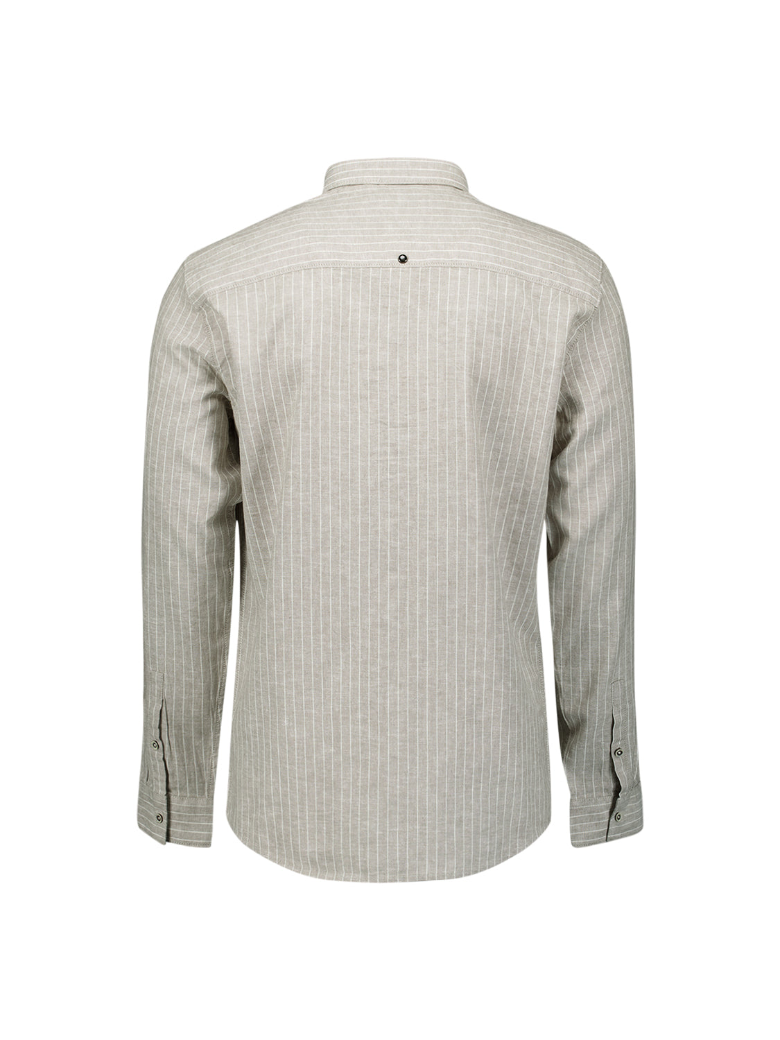 Hemd aus Leinenmischung mit feinen Streifen | Taupe