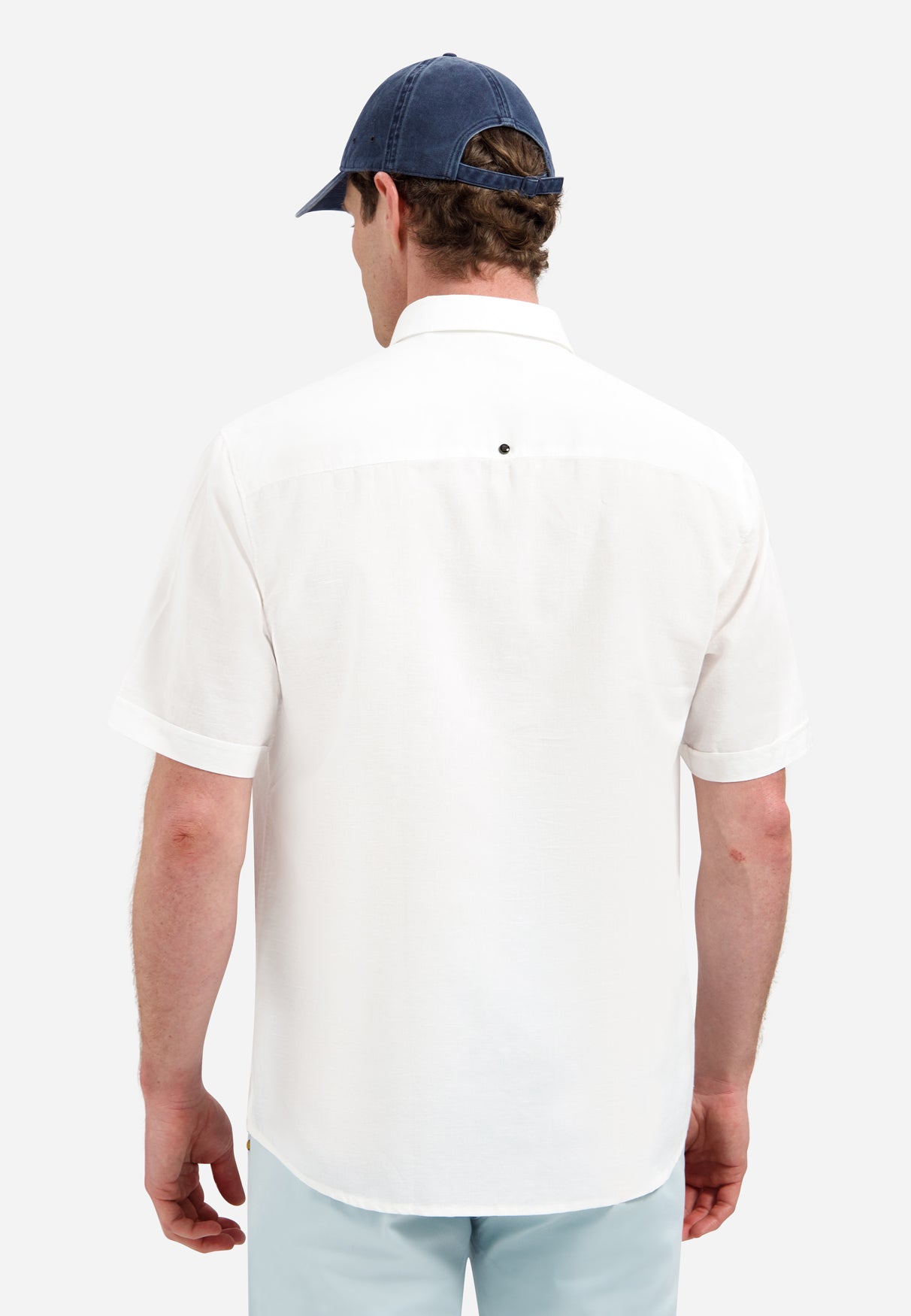 Kurzärmeliges Hemd aus Leinenmischung | White